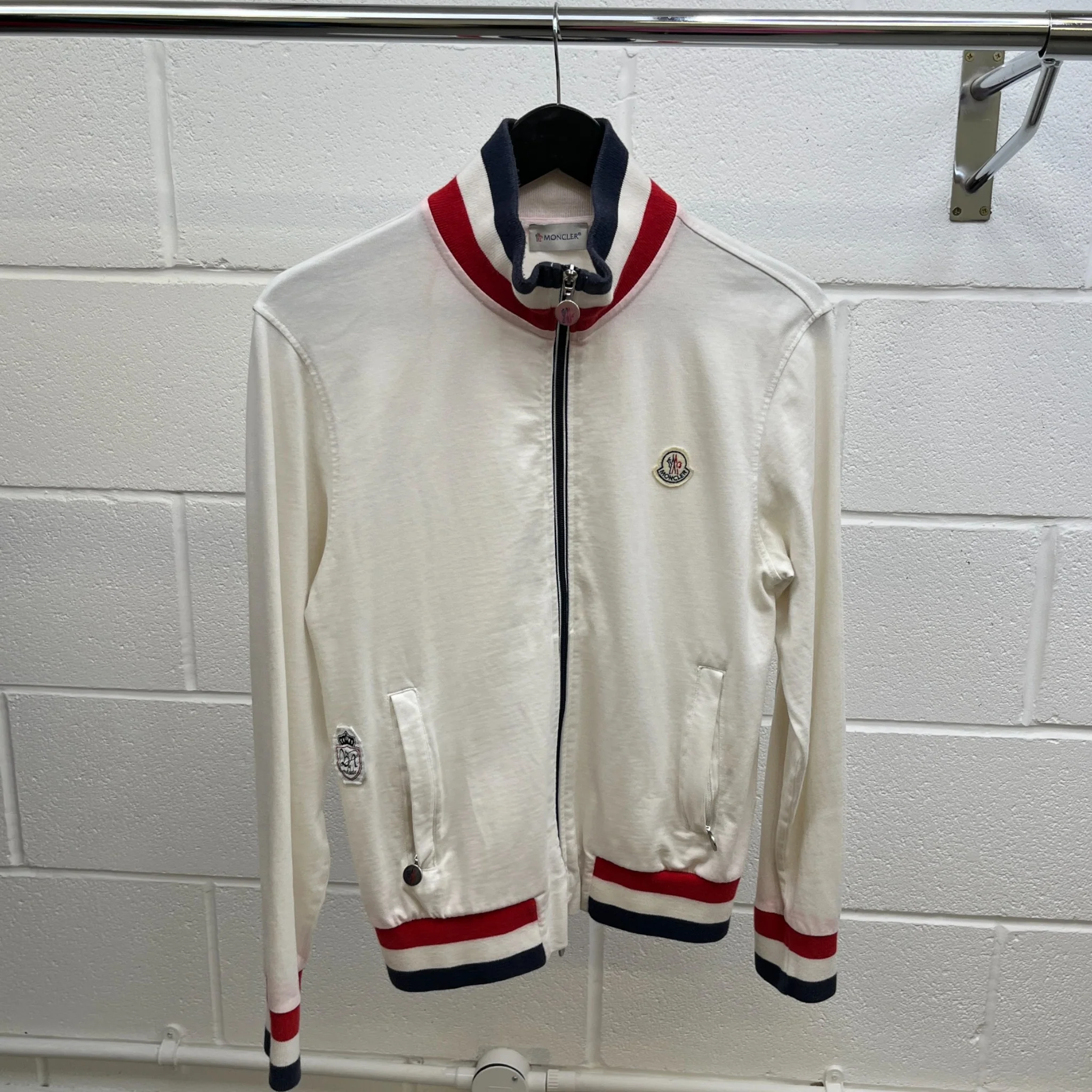 Men's Tricolor Stripe Jacket White Size S - Image 10