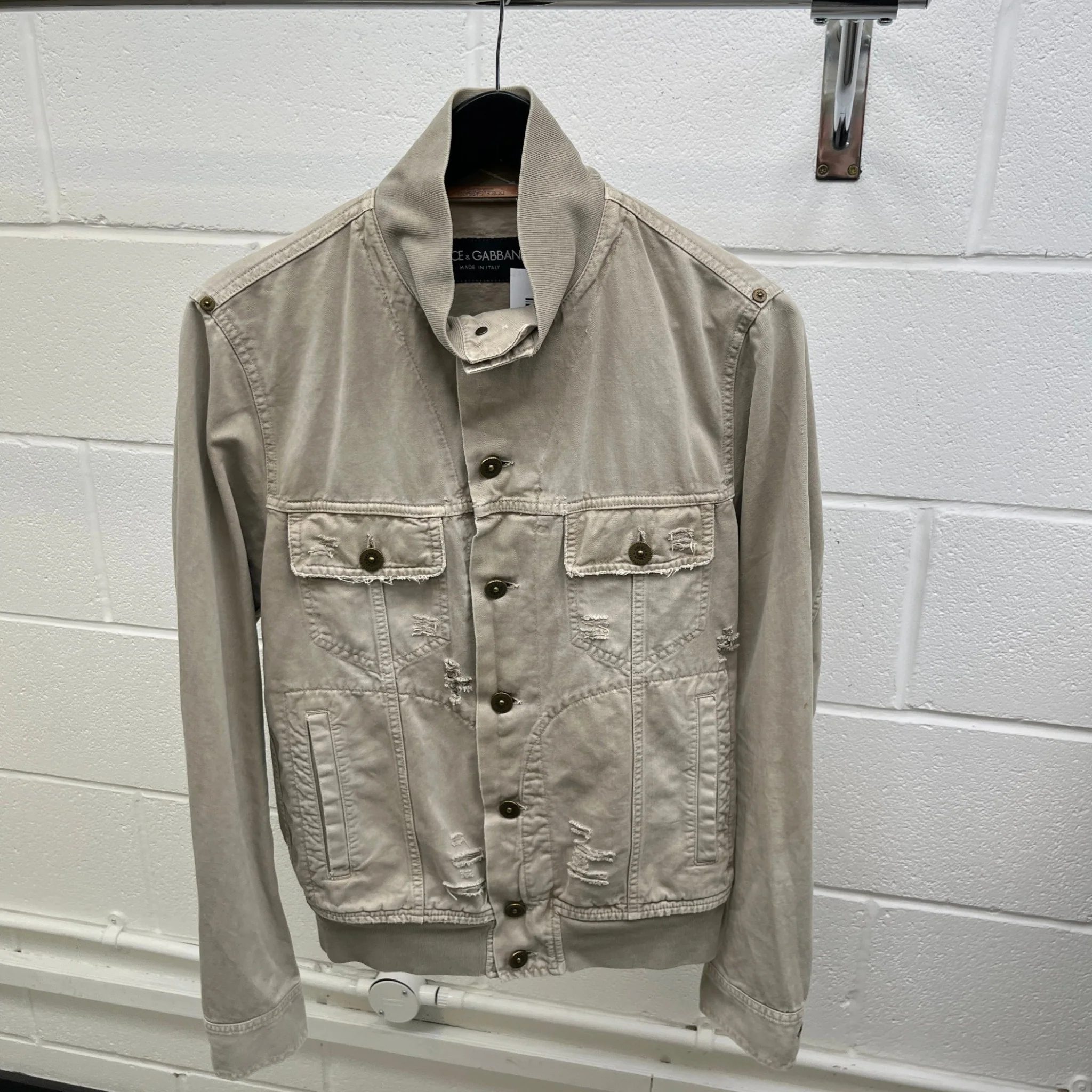 Men's Utility Logo Denim Jacket Beige Size IT 44 / XS - Image 8