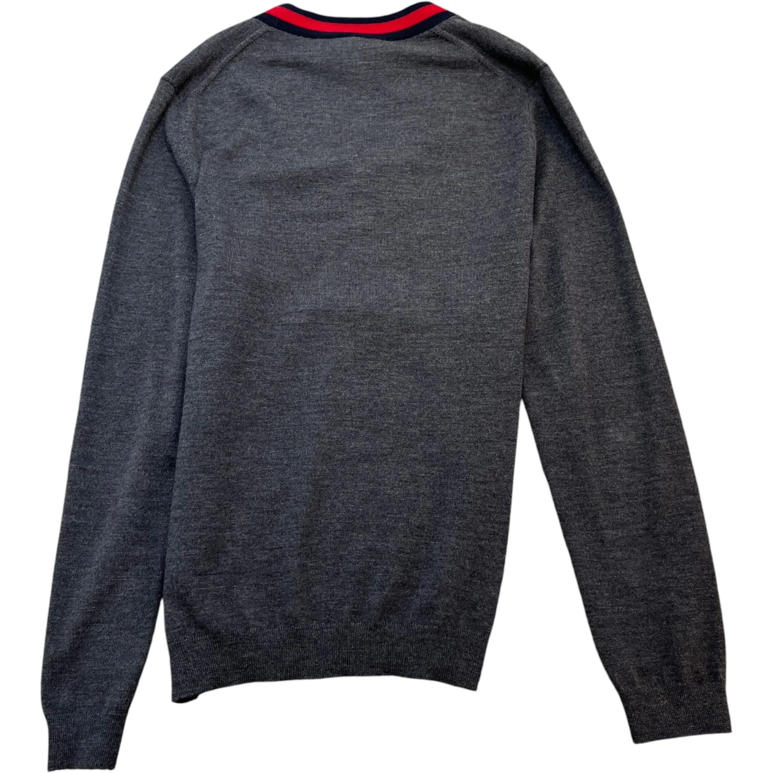 Men's V Neck Web Jumper Grey Size M - Image 2