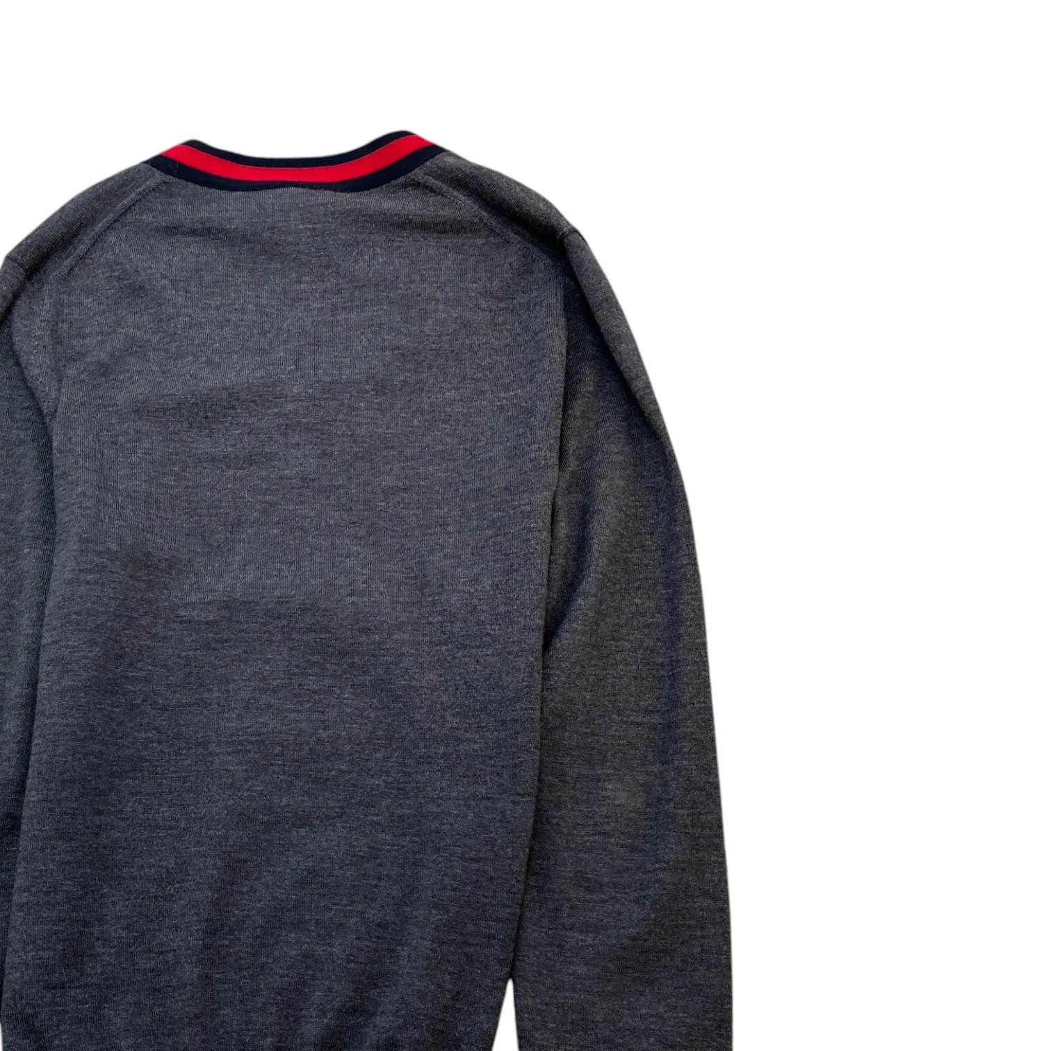 Men's V Neck Web Jumper Grey Size M - Image 3