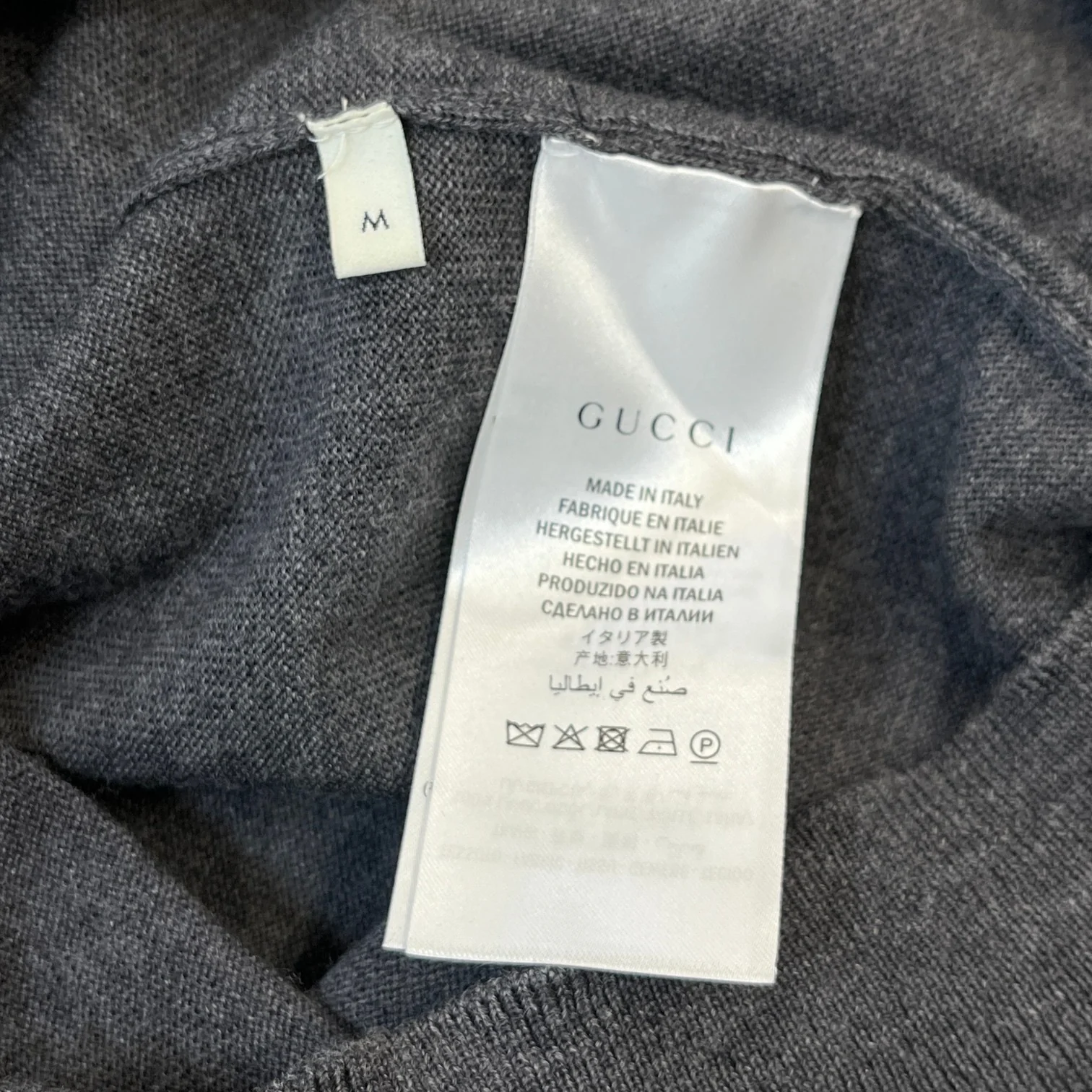 Men's V Neck Web Jumper Grey Size M - Image 6