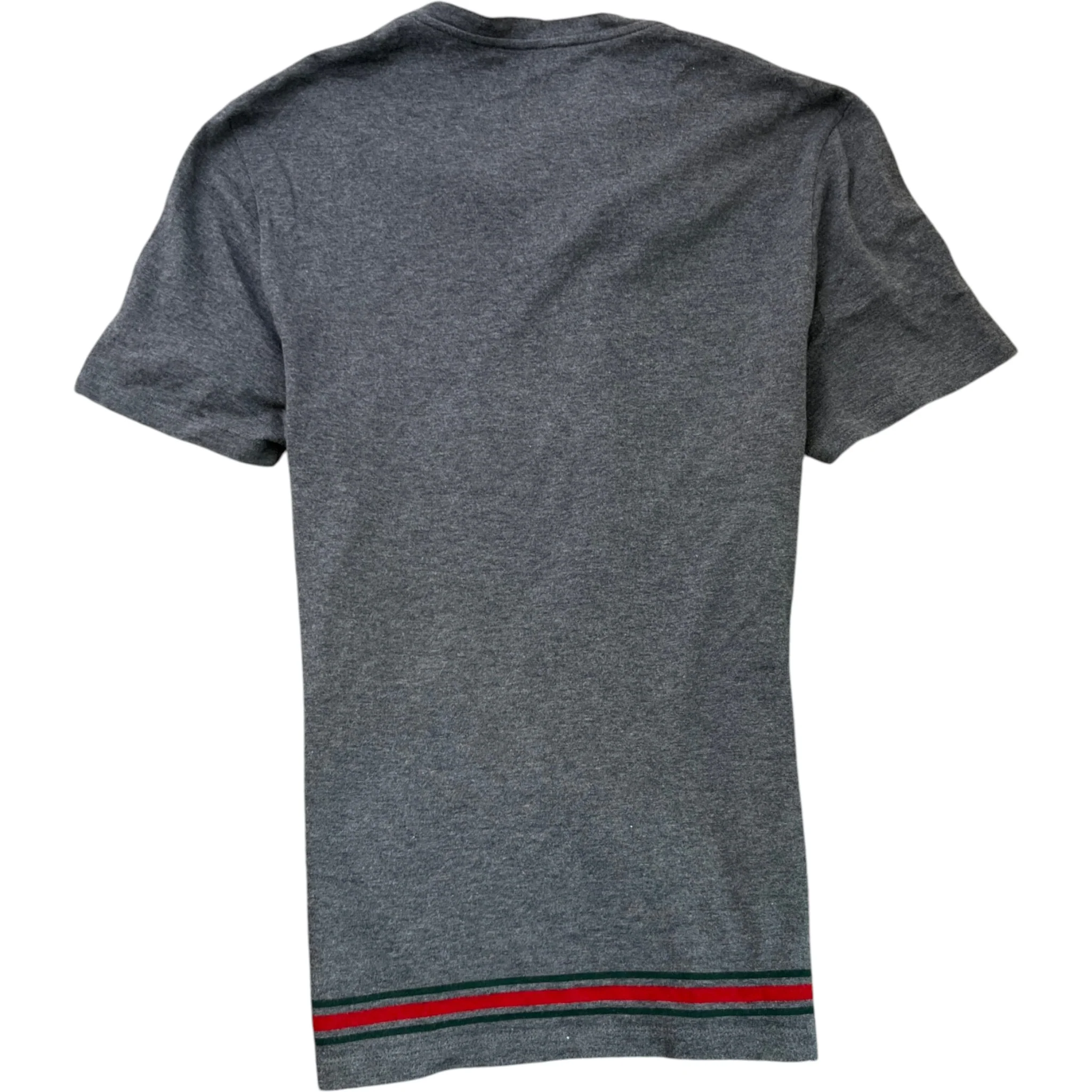 Men's V Neck Web T-Shirt Grey Size L - Image 2