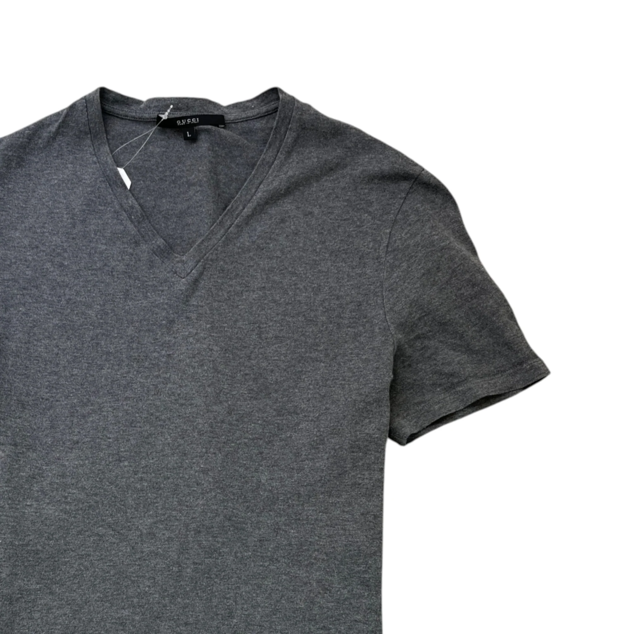 Men's V Neck Web T-Shirt Grey Size L - Image 3