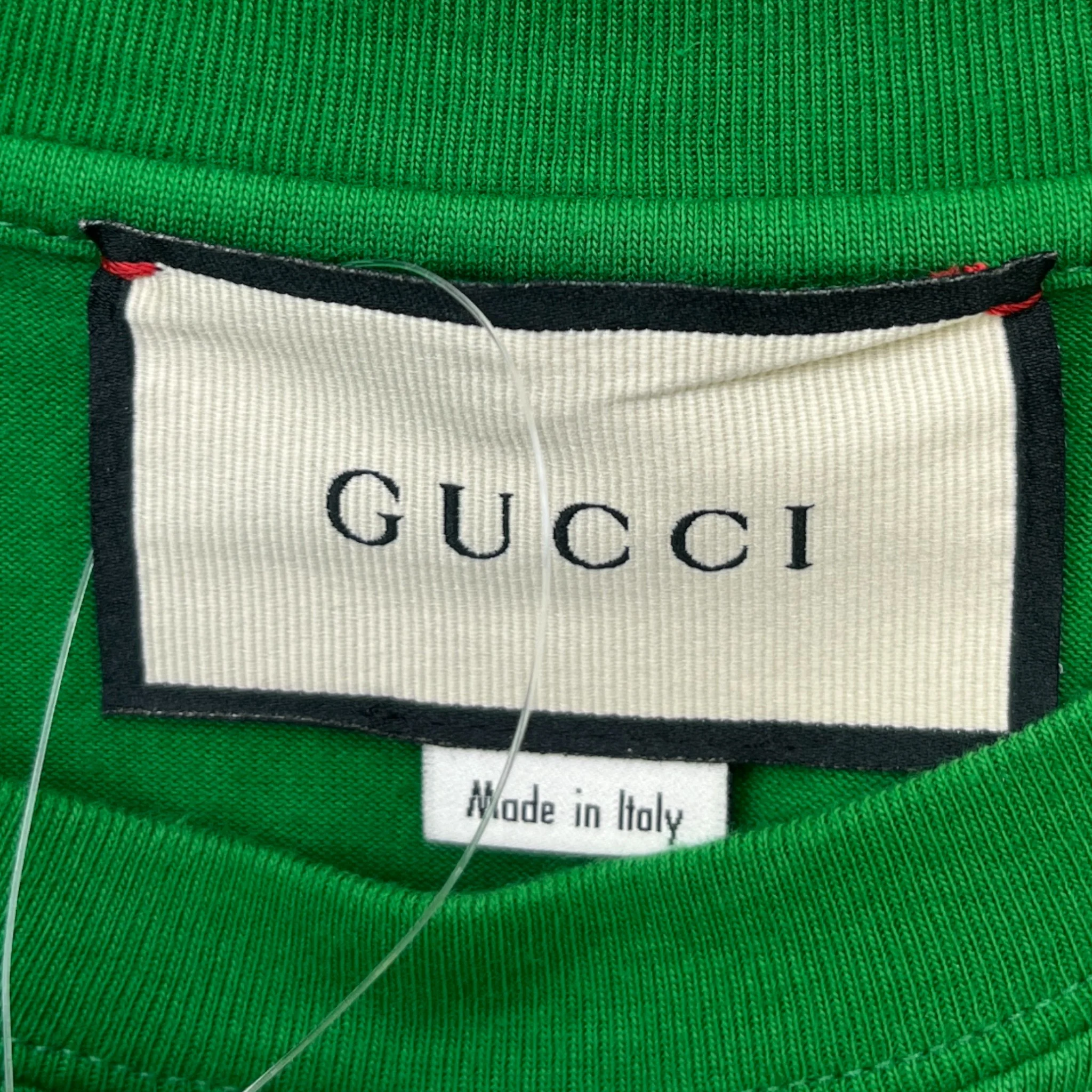 Men's Vertical Logo Print T-Shirt Green Size XS - Image 7