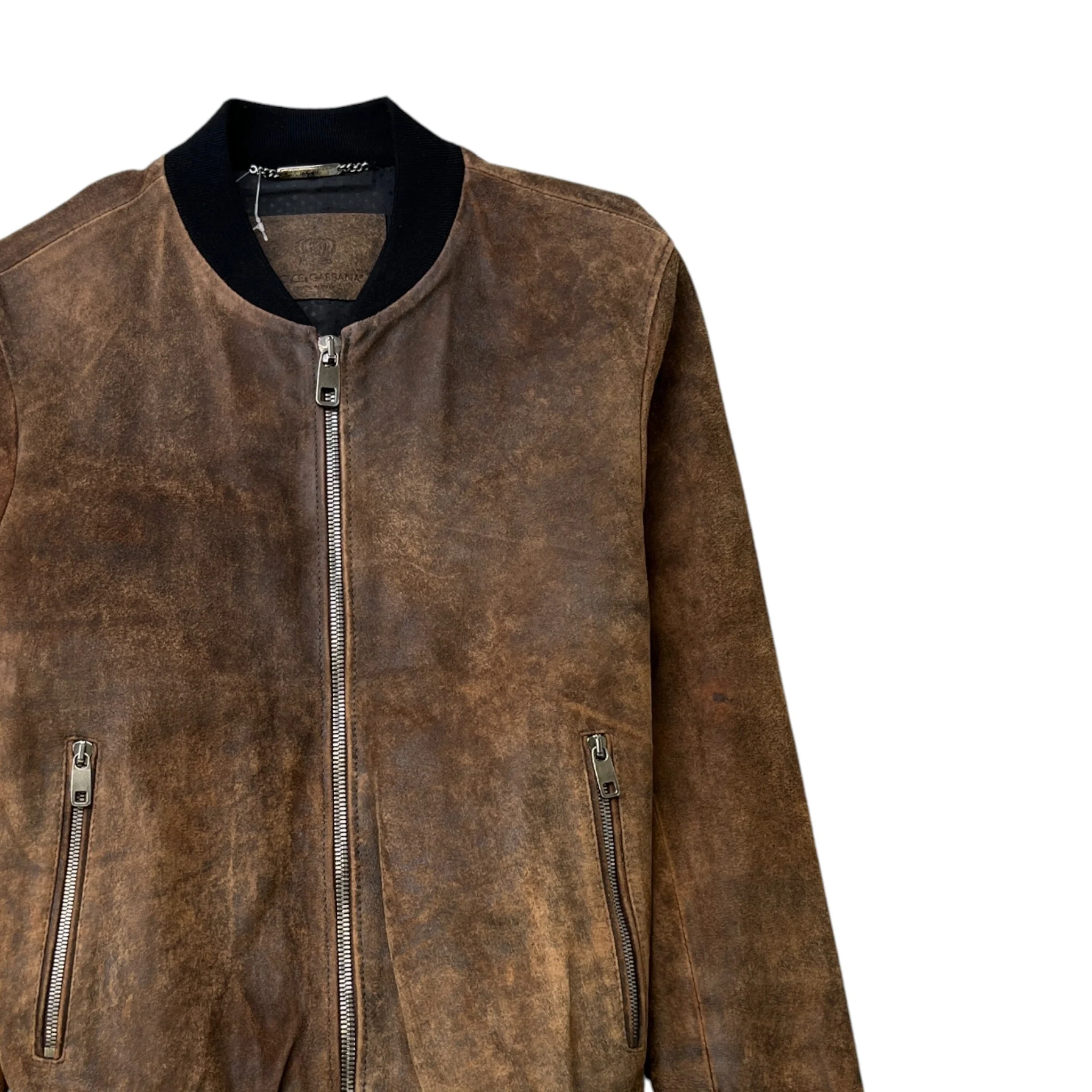 Men's Vintage Effect Bomber Jacket Brown Size IT 44 / XS - Image 3