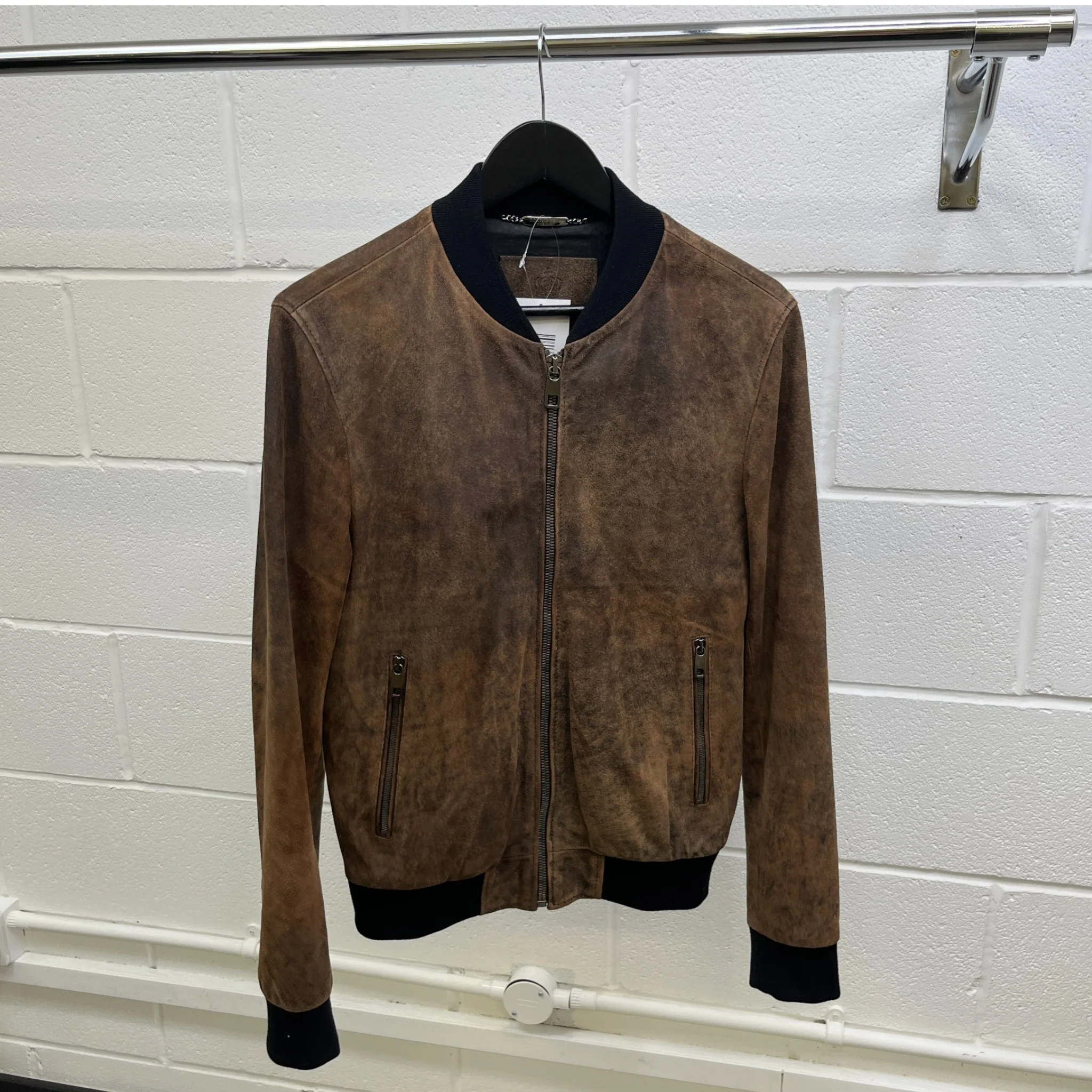 Men's Vintage Effect Bomber Jacket Brown Size IT 44 / XS - Image 9