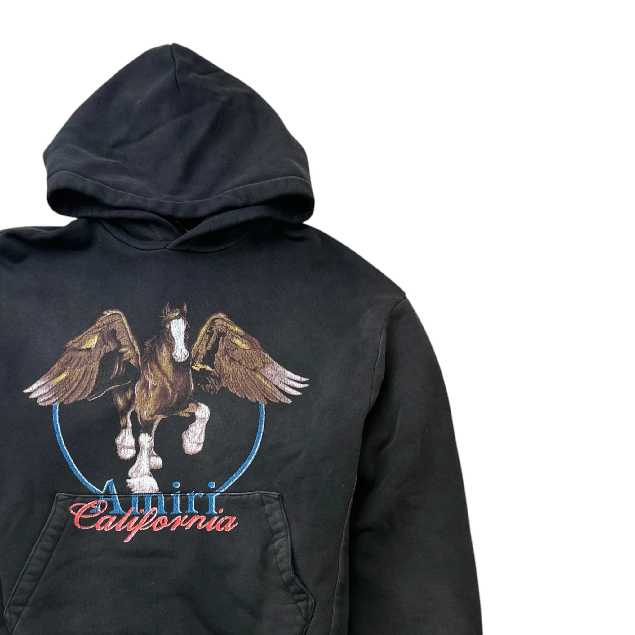 Men's Vintage Wash Pegasus Hoodie Black Size S - Image 3