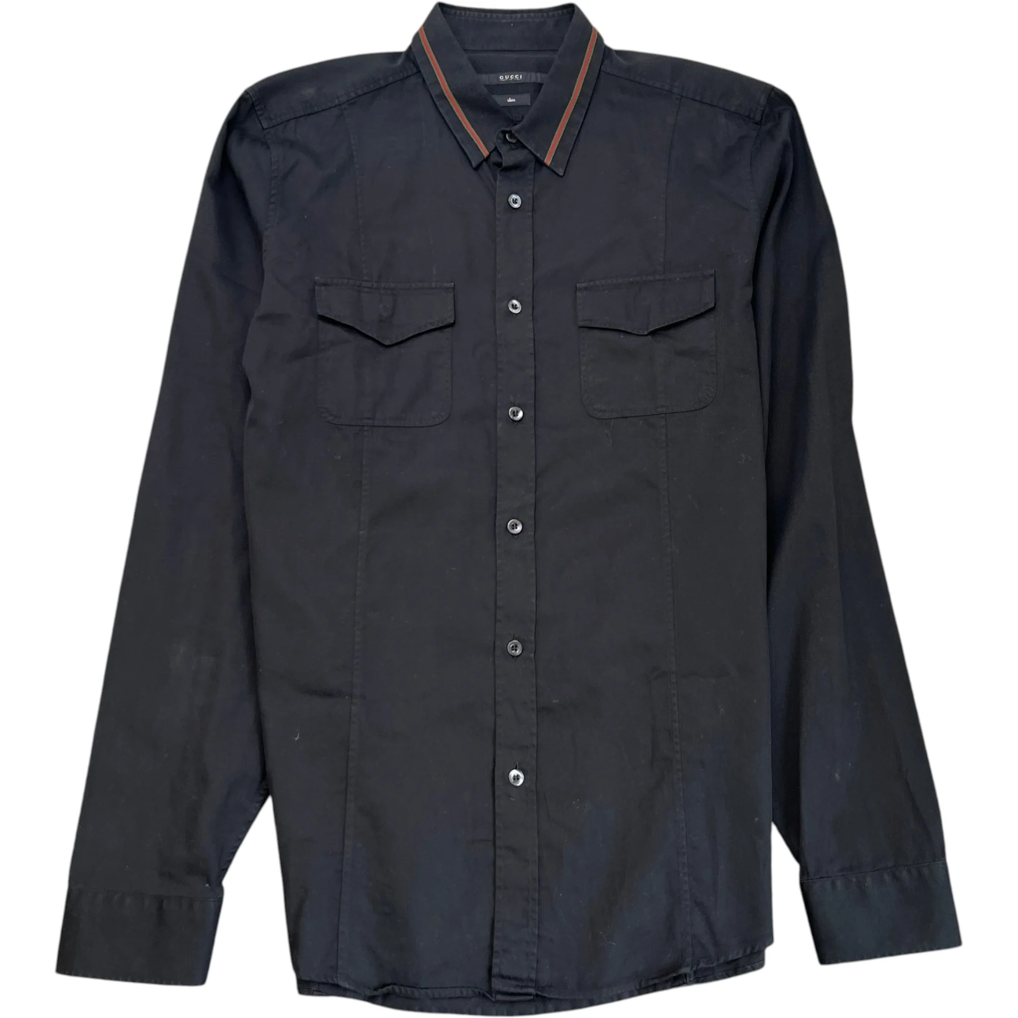 Men's Web Collar Polo Shirt Black Size L