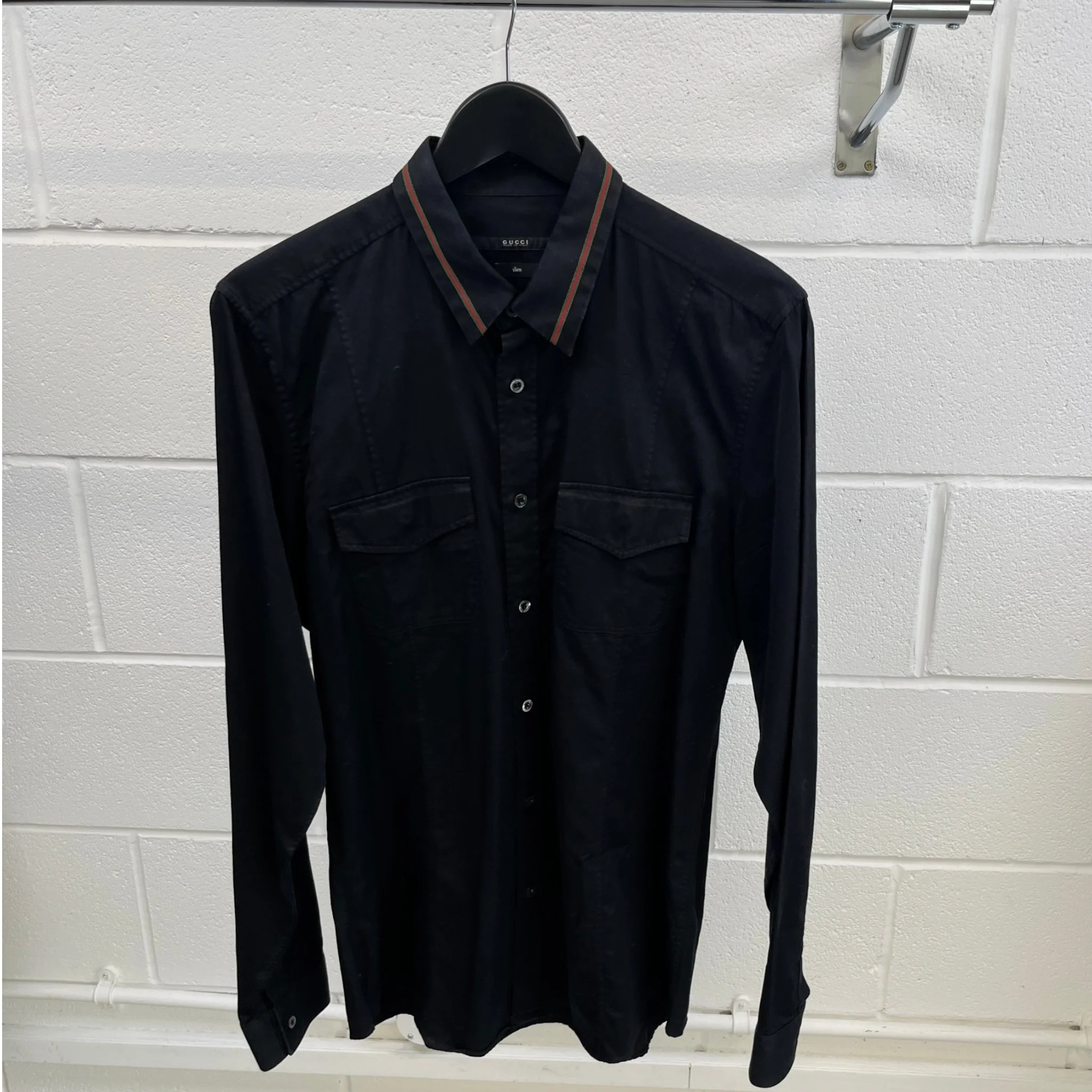 Men's Web Collar Polo Shirt Black Size L - Image 9