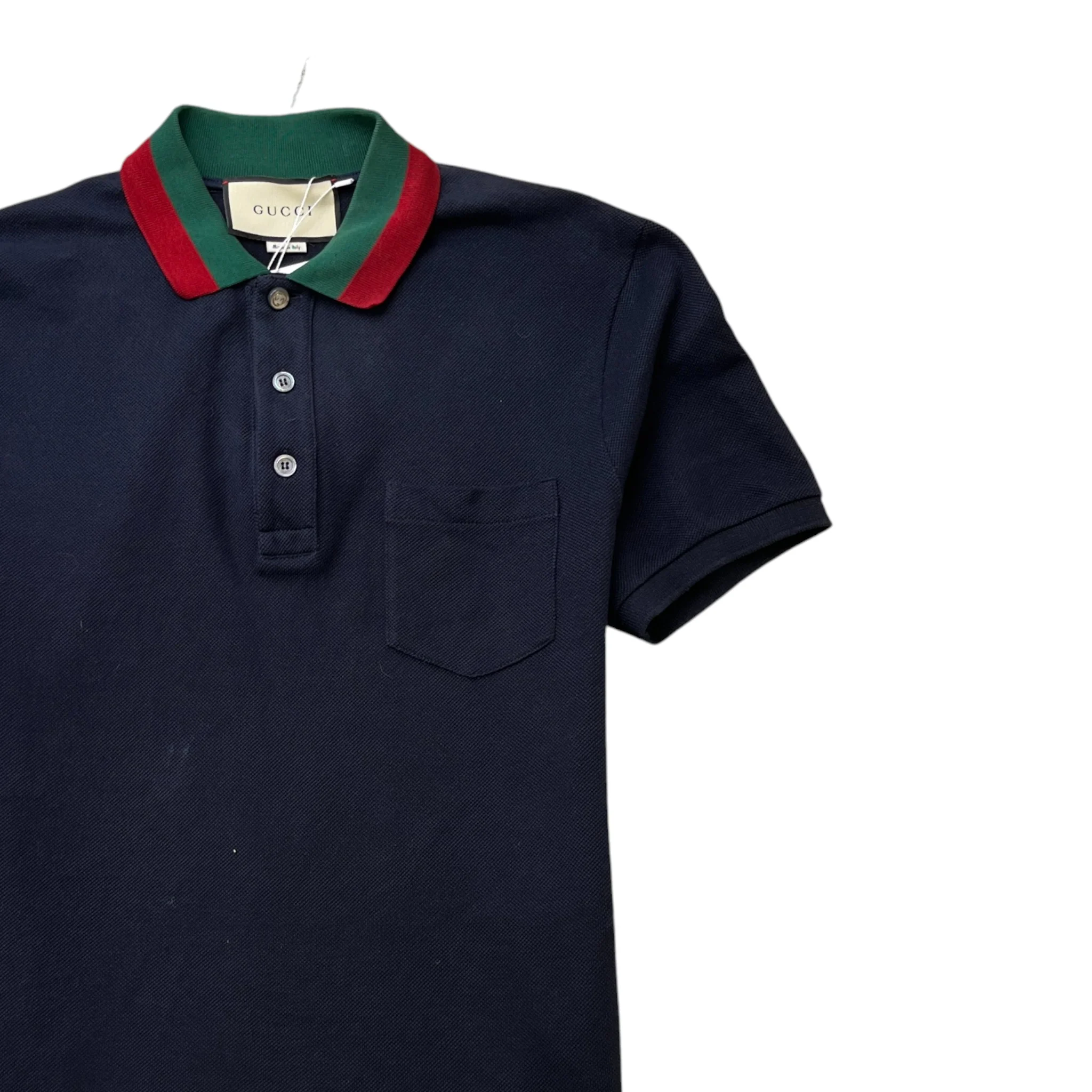 Men's Web Collar Polo Shirt Navy Size M - Image 3