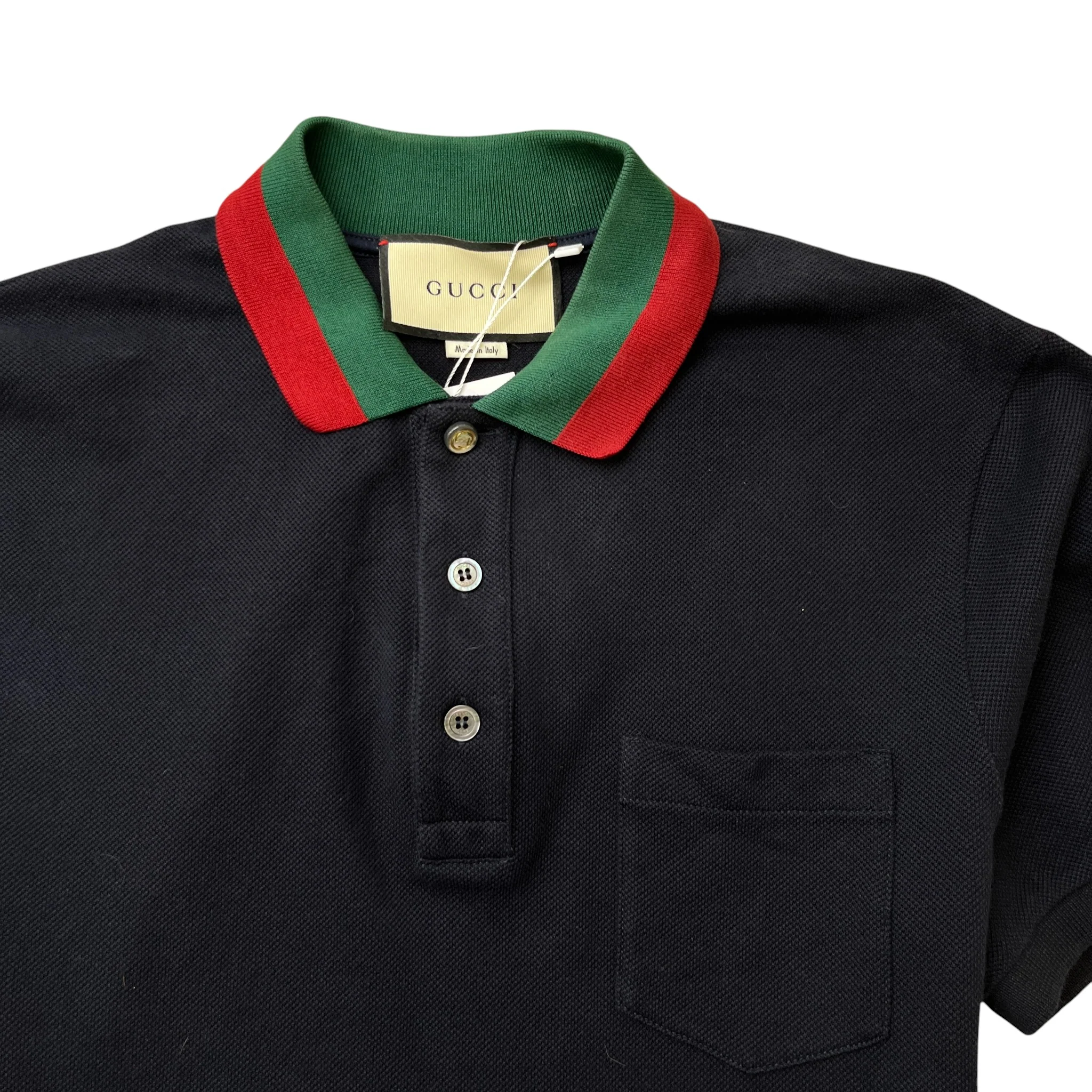 Men's Web Collar Polo Shirt Navy Size M - Image 5