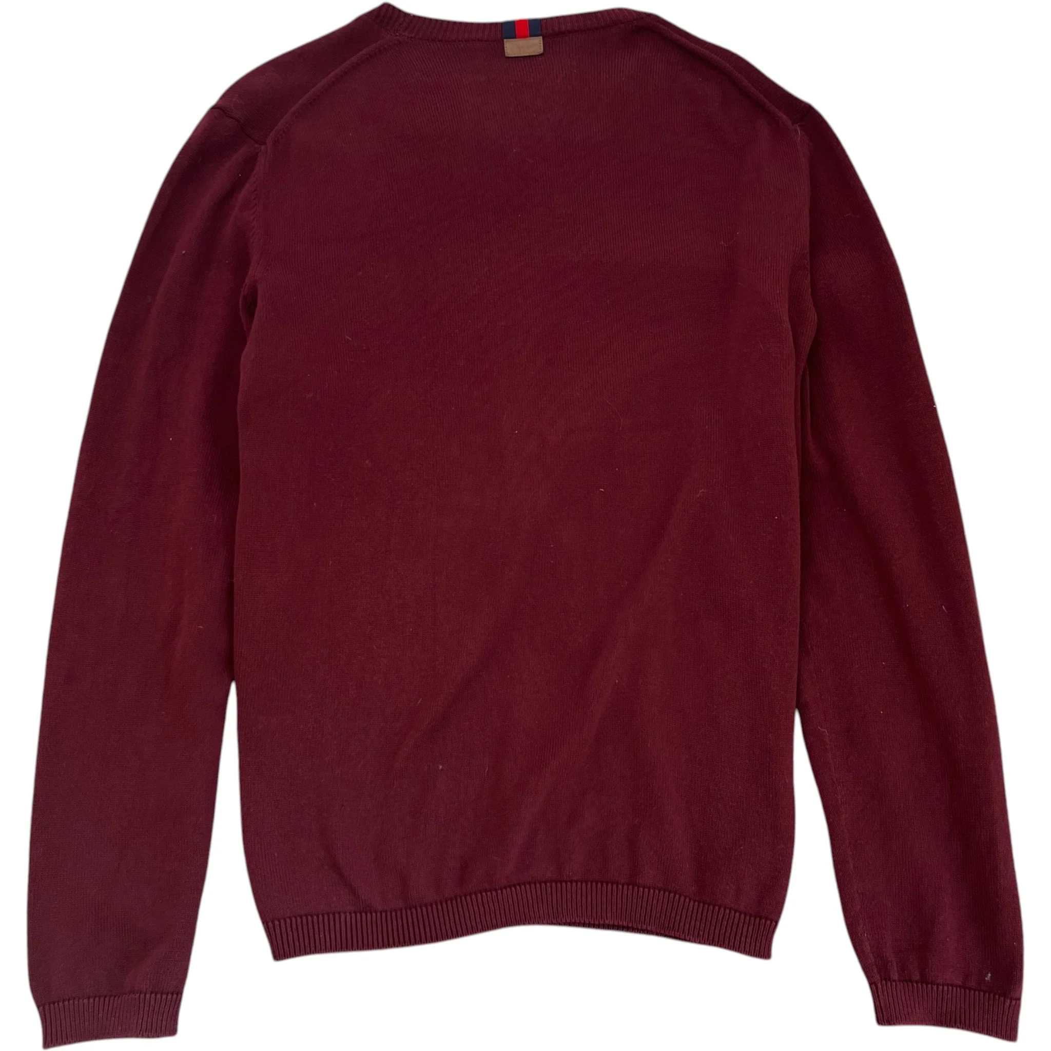 Men's Web Knit Jumper Burgundy Size XXL - Image 2