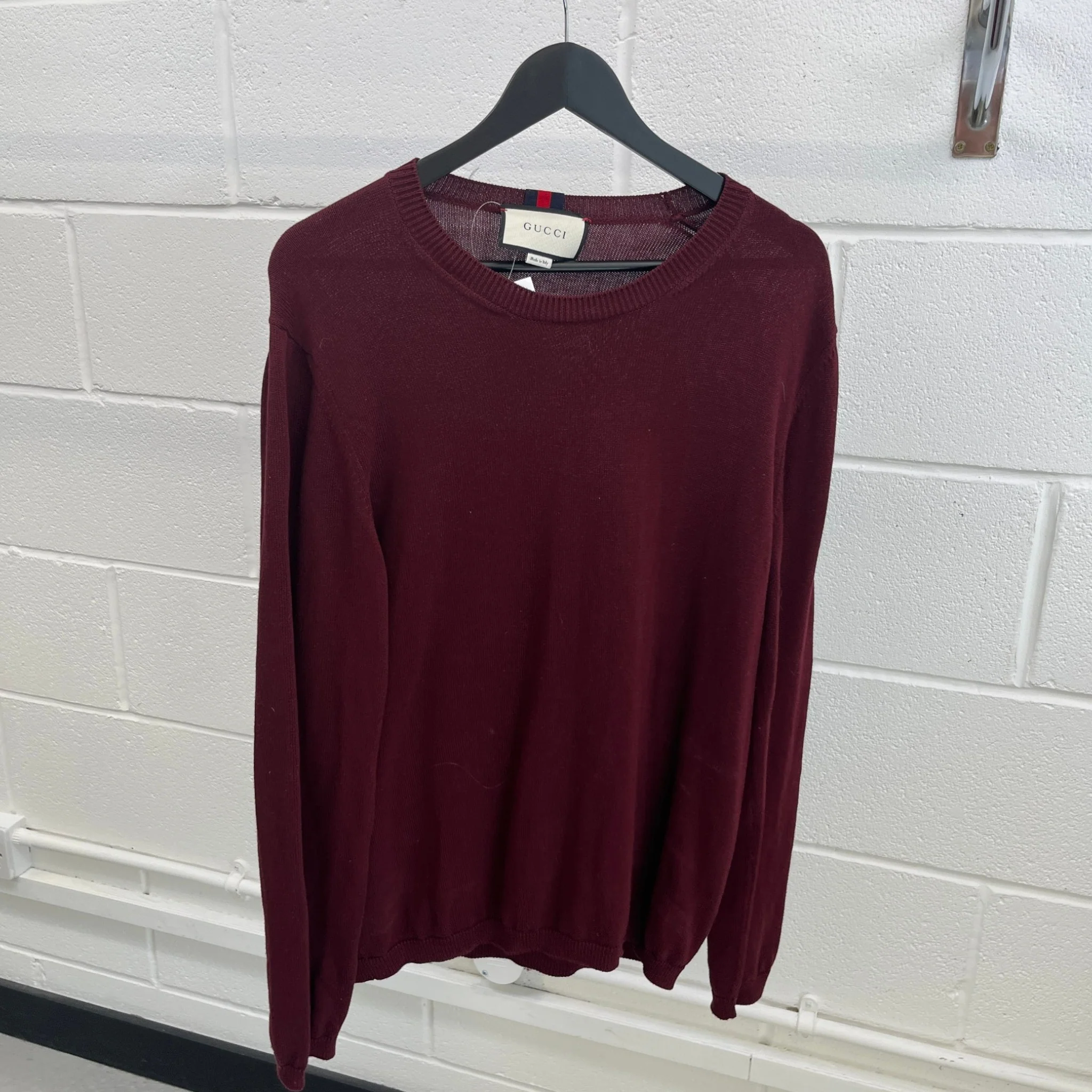 Men's Web Knit Jumper Burgundy Size XXL - Image 8