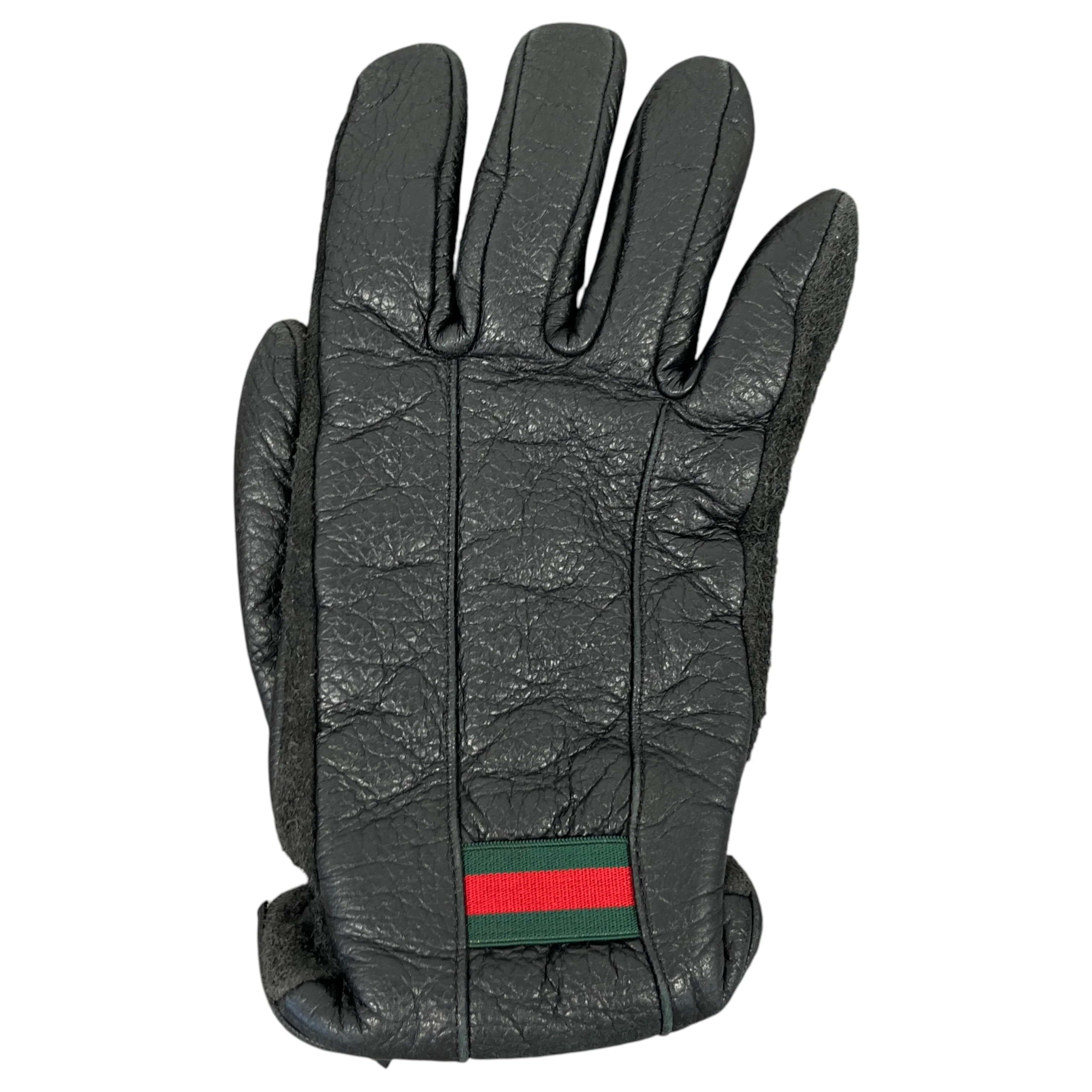 Men's Web Stripe Gloves Black - Image 2