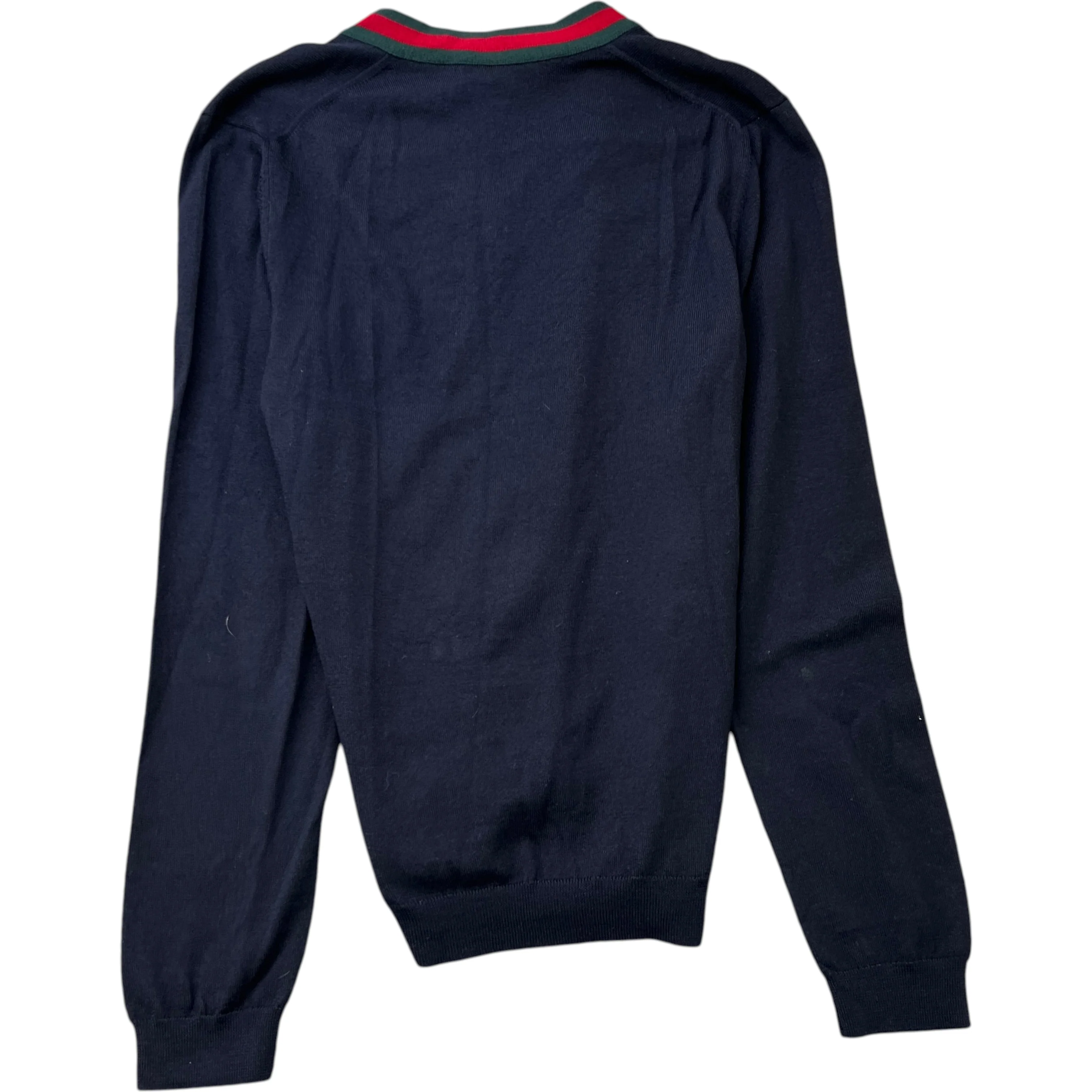 Men's Web V Neck Jumper Navy Size S - Image 2