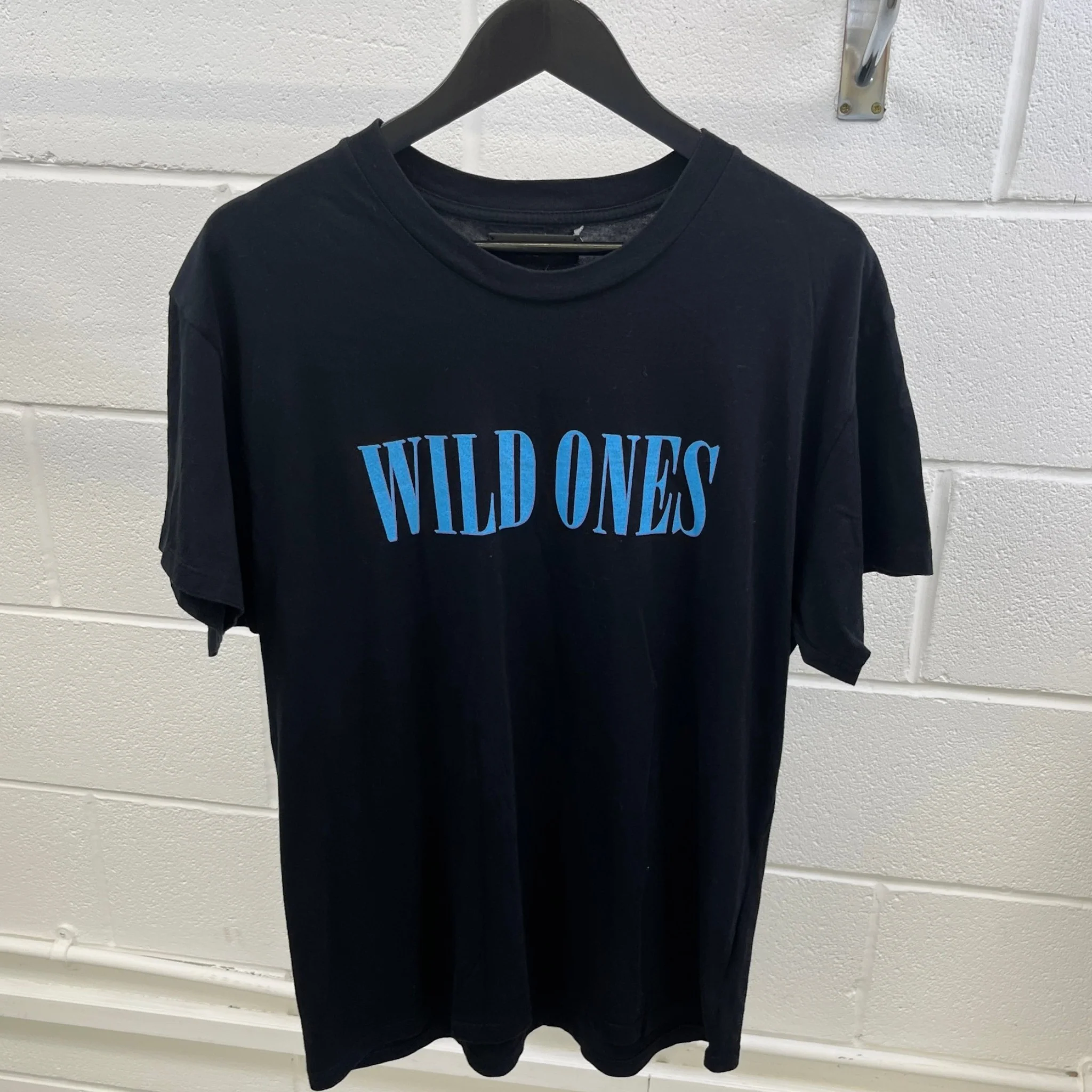 Men's Wild Ones Logo Print T-Shirt Black Size S - Image 8