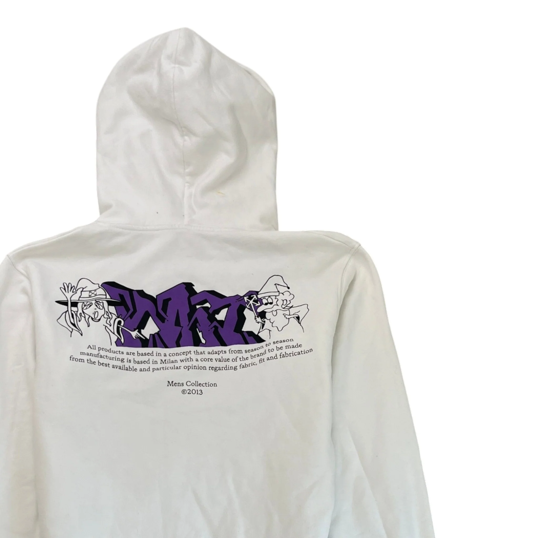 Men's Wizard Graffiti Hoodie White Size S - Image 4