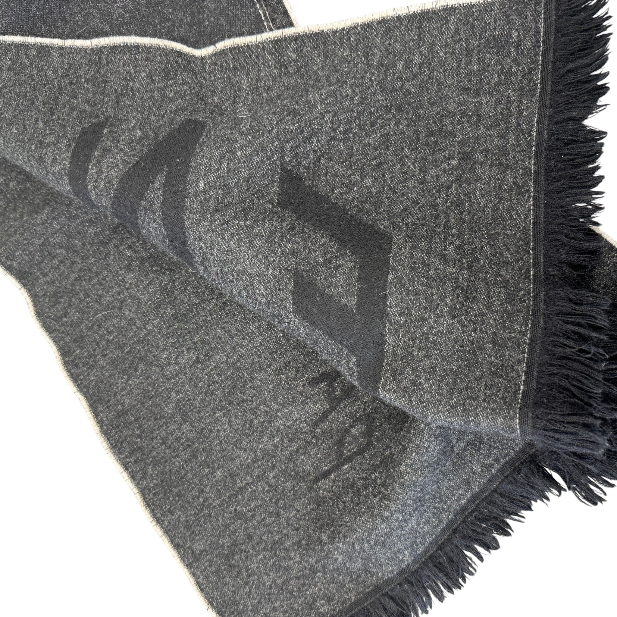 Men's Wool Logo Scarf Black - Image 4
