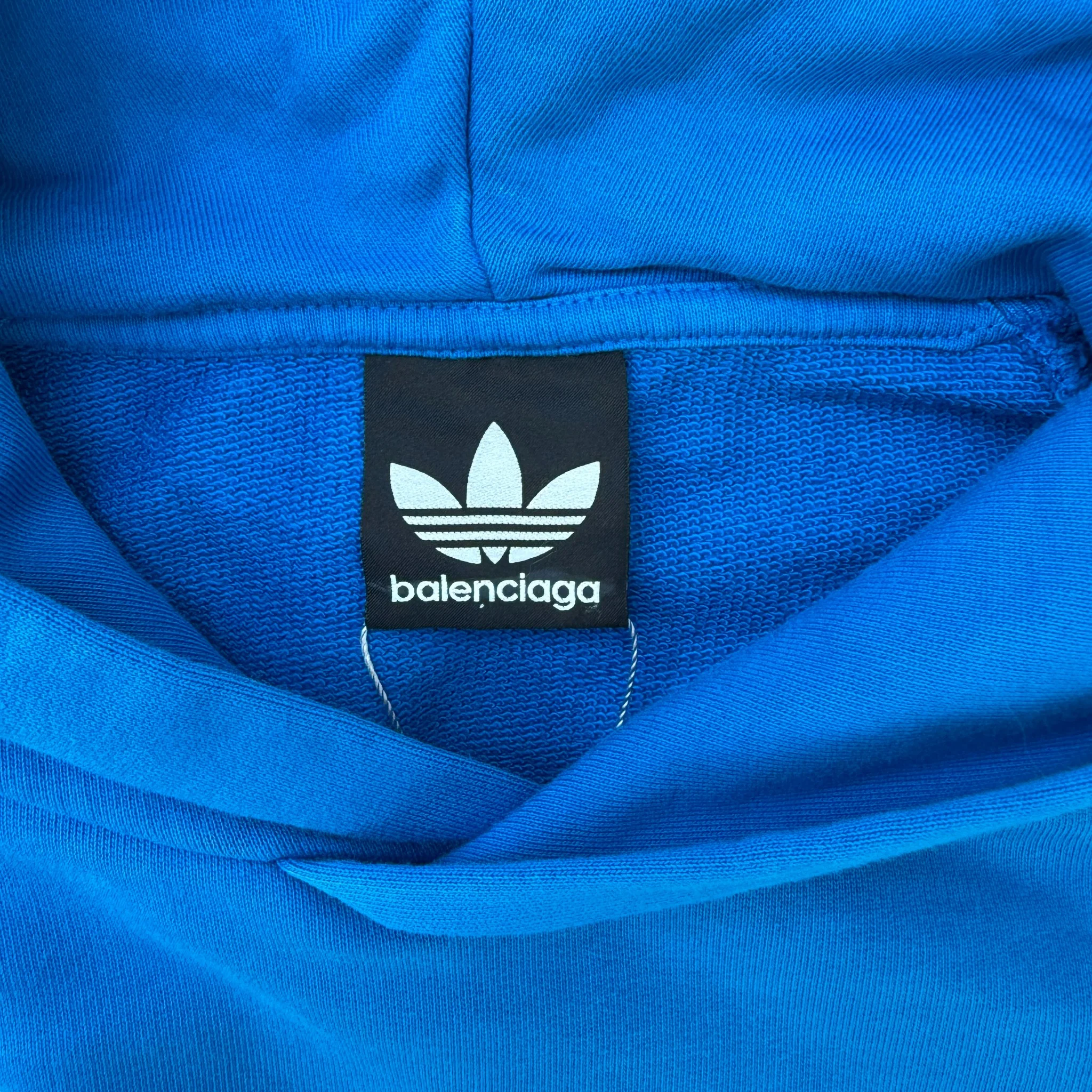 Men's X Adidas Embroidered Logo Hoodie Blue Size S - Image 5