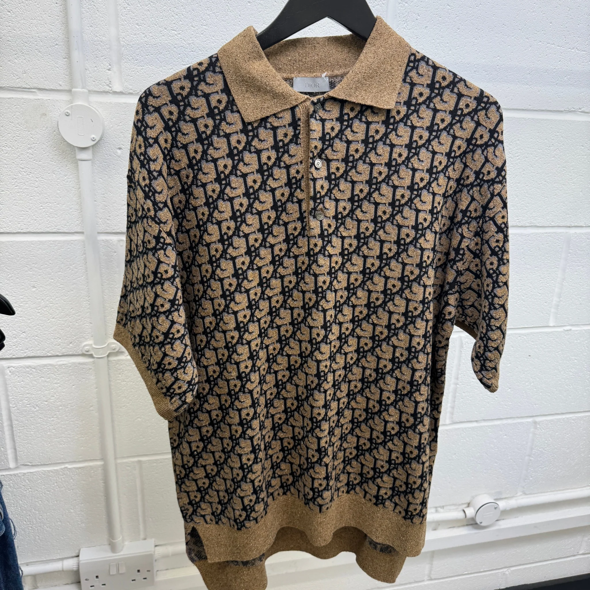 Men's X Cactus Jack Oversized Oblique Polo Shirt Brown Size XS - Image 7