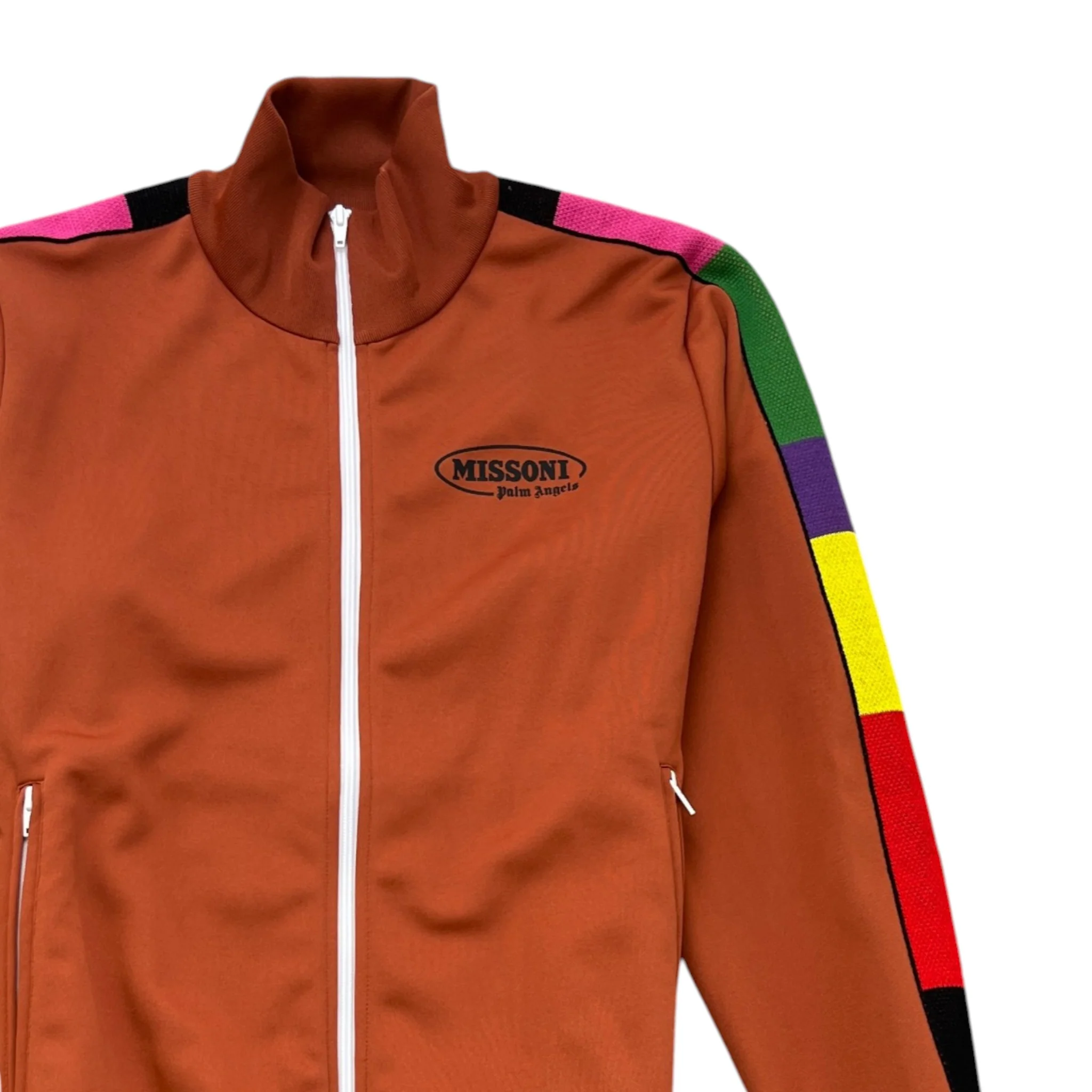 Men's X Missoni Logo Track Jacket Burnt Orange Size L - Image 3