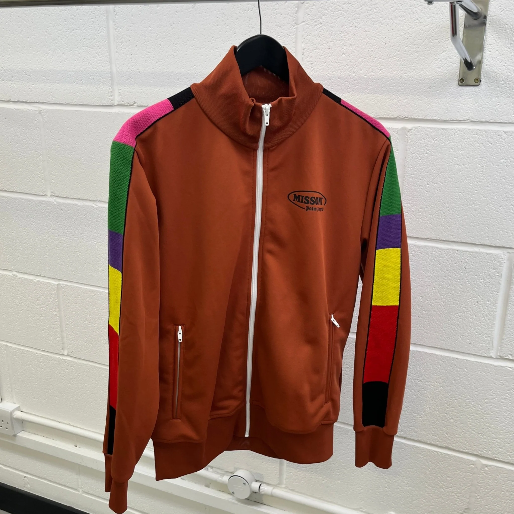 Men's X Missoni Logo Track Jacket Burnt Orange Size L - Image 8