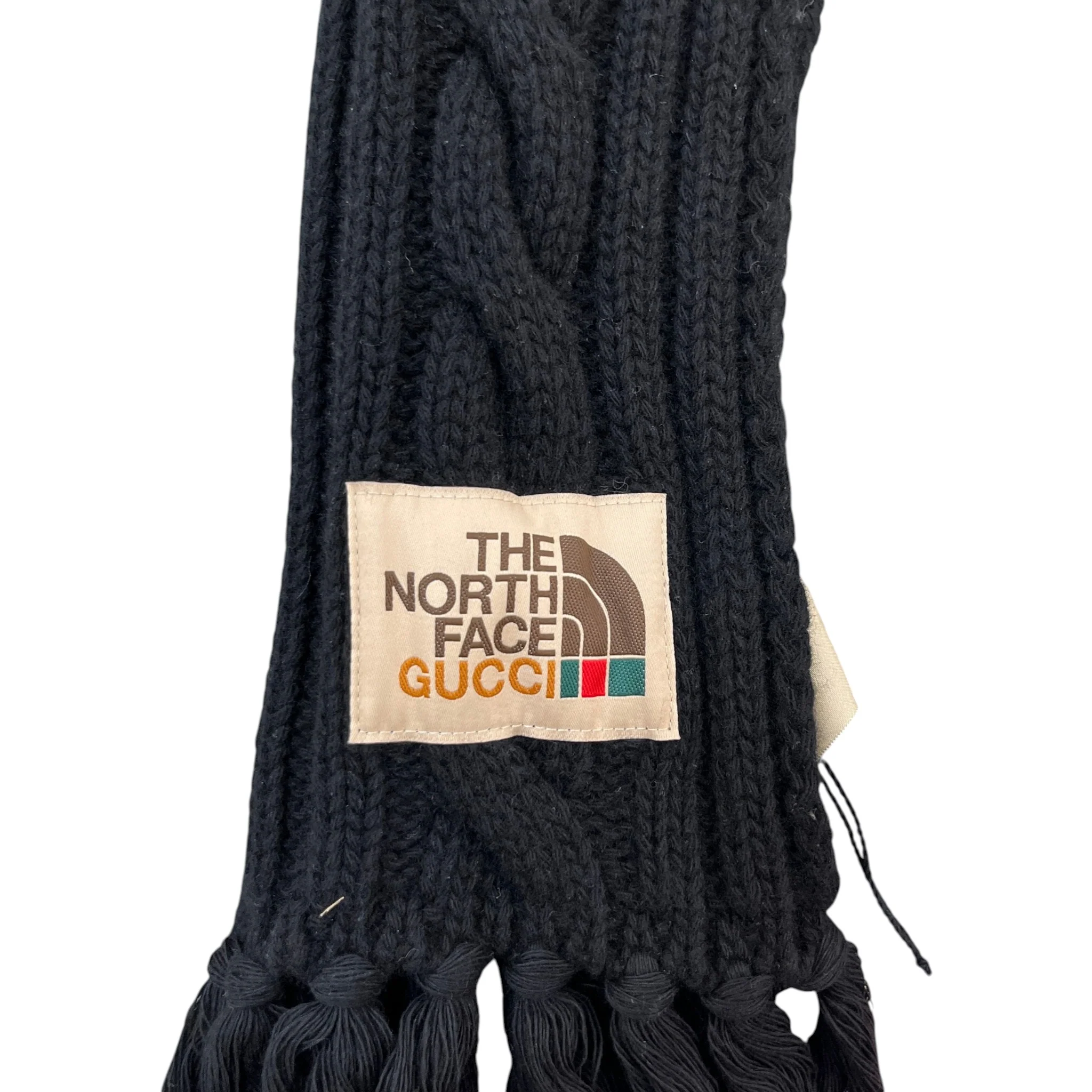 Men's X North Face Cable Knit Scarf Black - Image 4