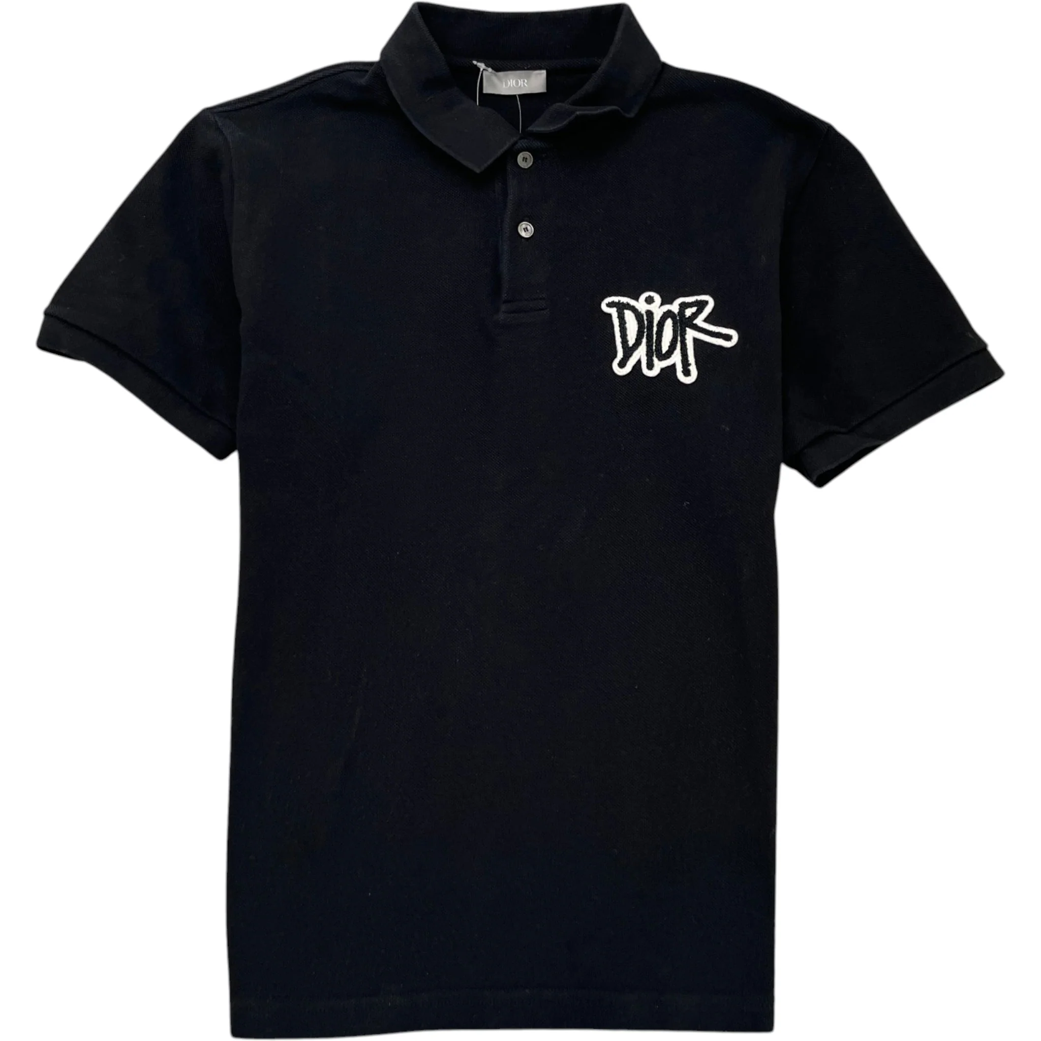 Men's X Shawn Stussy Embroidered Logo Polo Shirt Black Size S