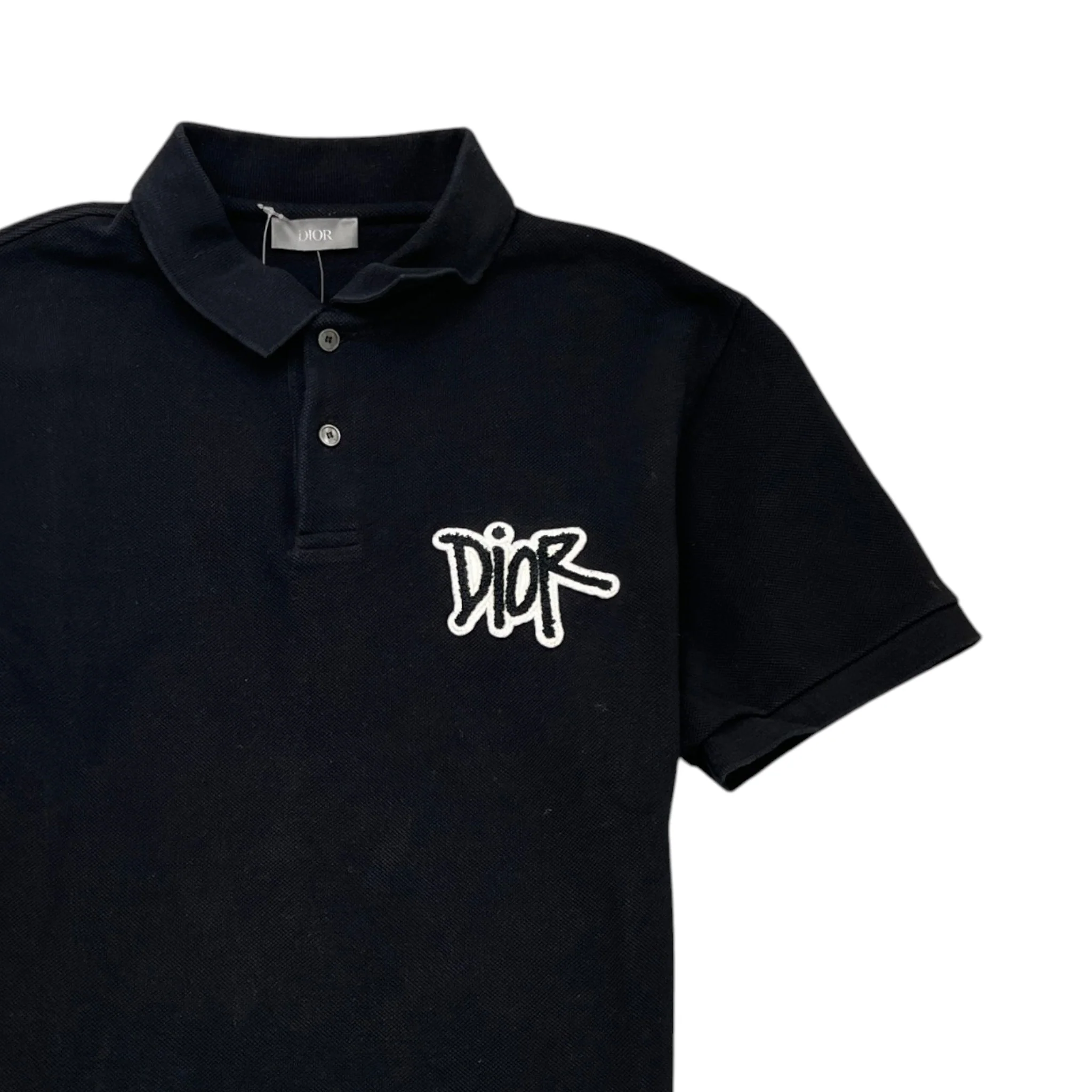 Men's X Shawn Stussy Embroidered Logo Polo Shirt Black Size S - Image 3