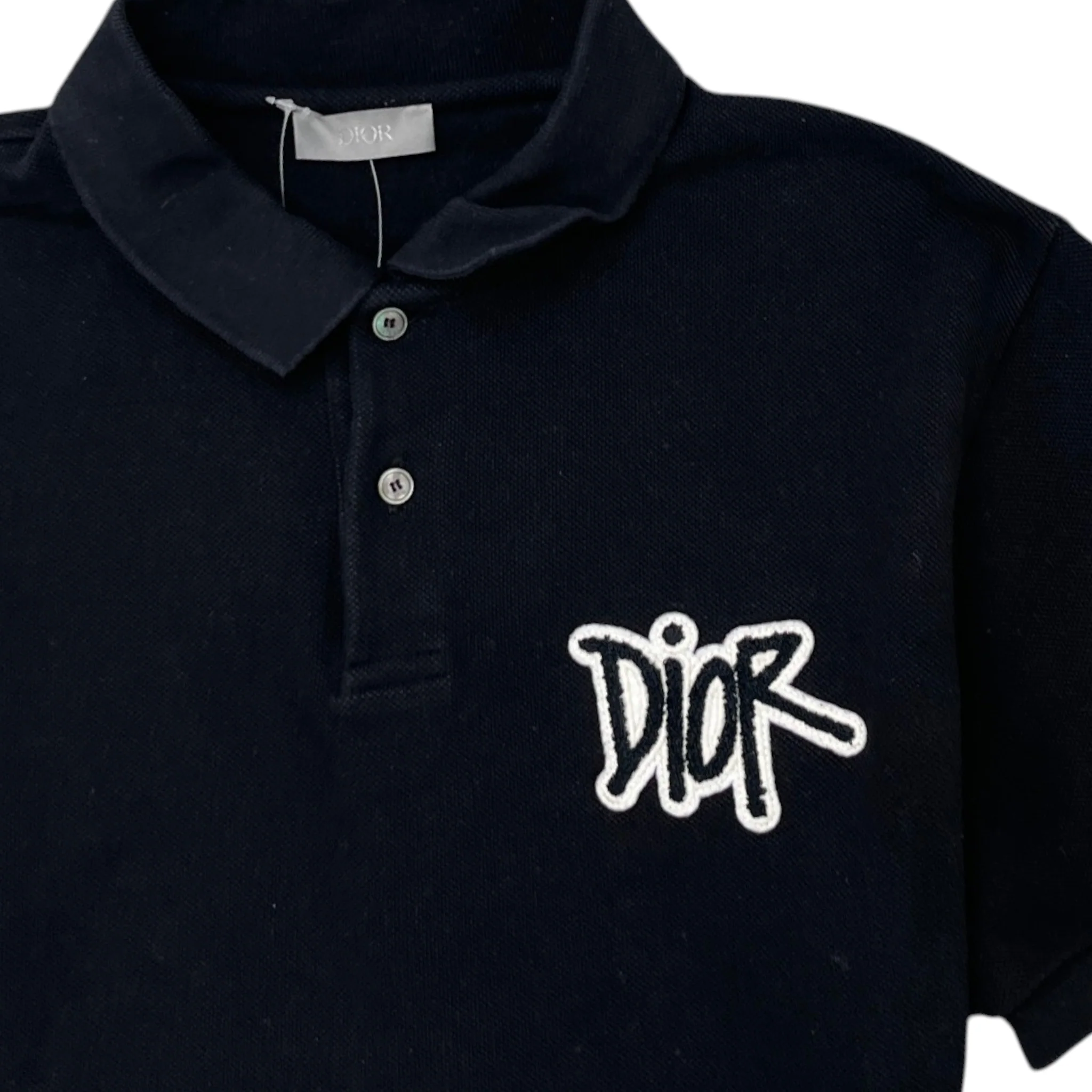 Men's X Shawn Stussy Embroidered Logo Polo Shirt Black Size S - Image 5