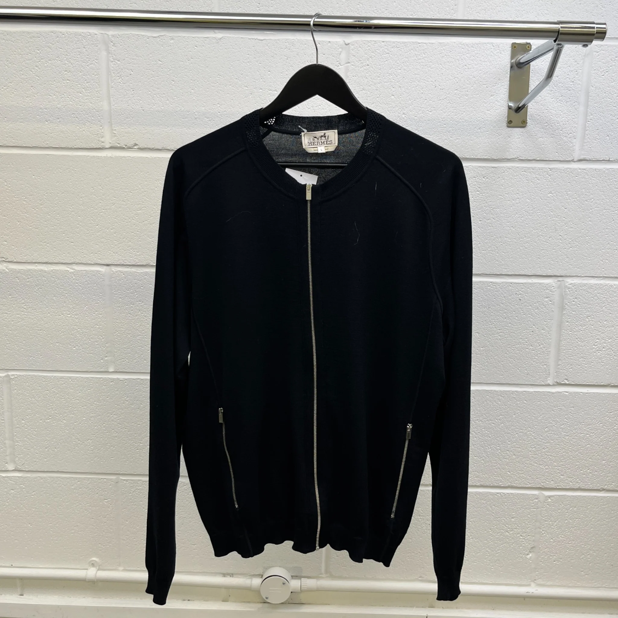 Men's Zip Up Cardigan Black Size L - Image 8
