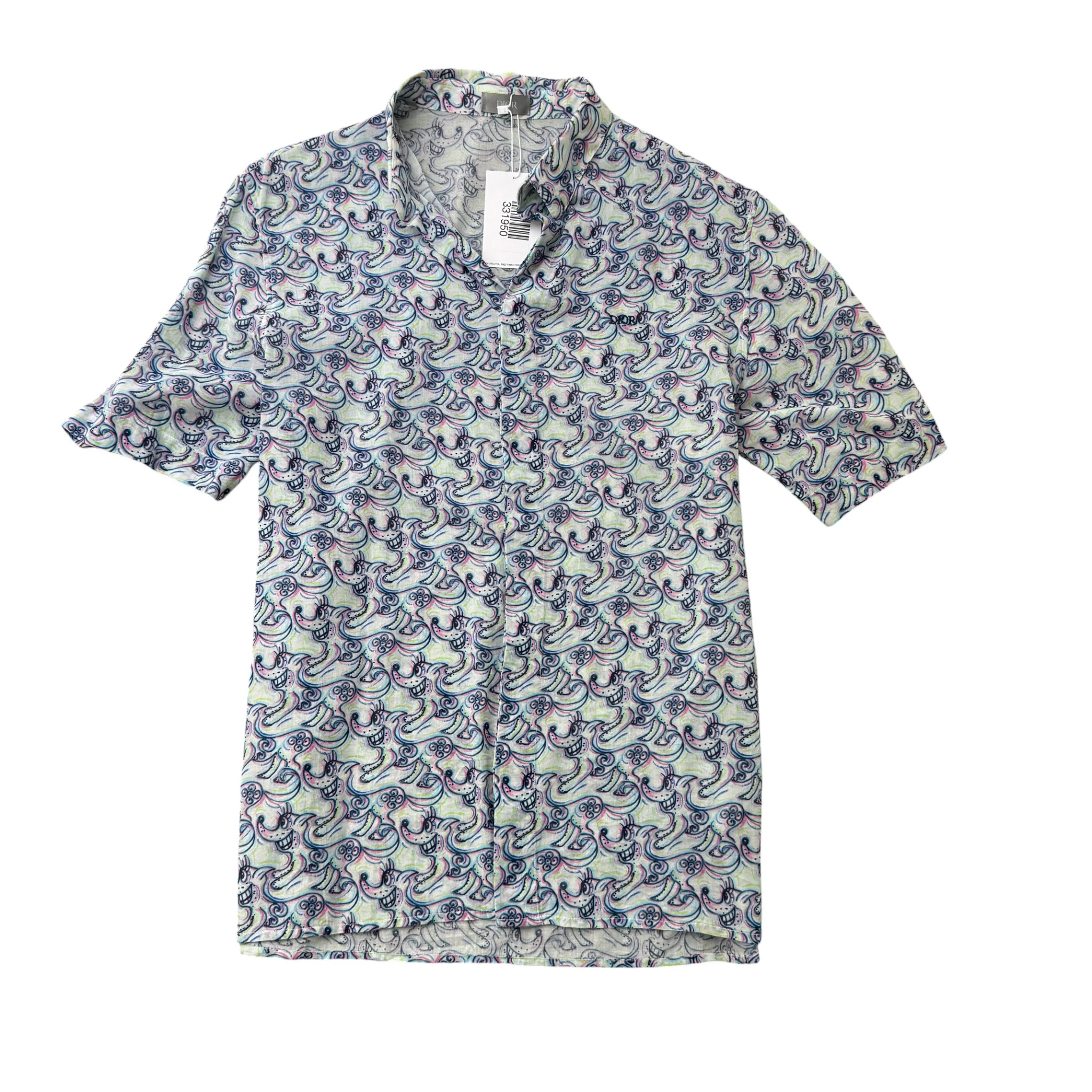 Men's Zodiac Dog Logo Short Sleeve Shirt Blue Size M