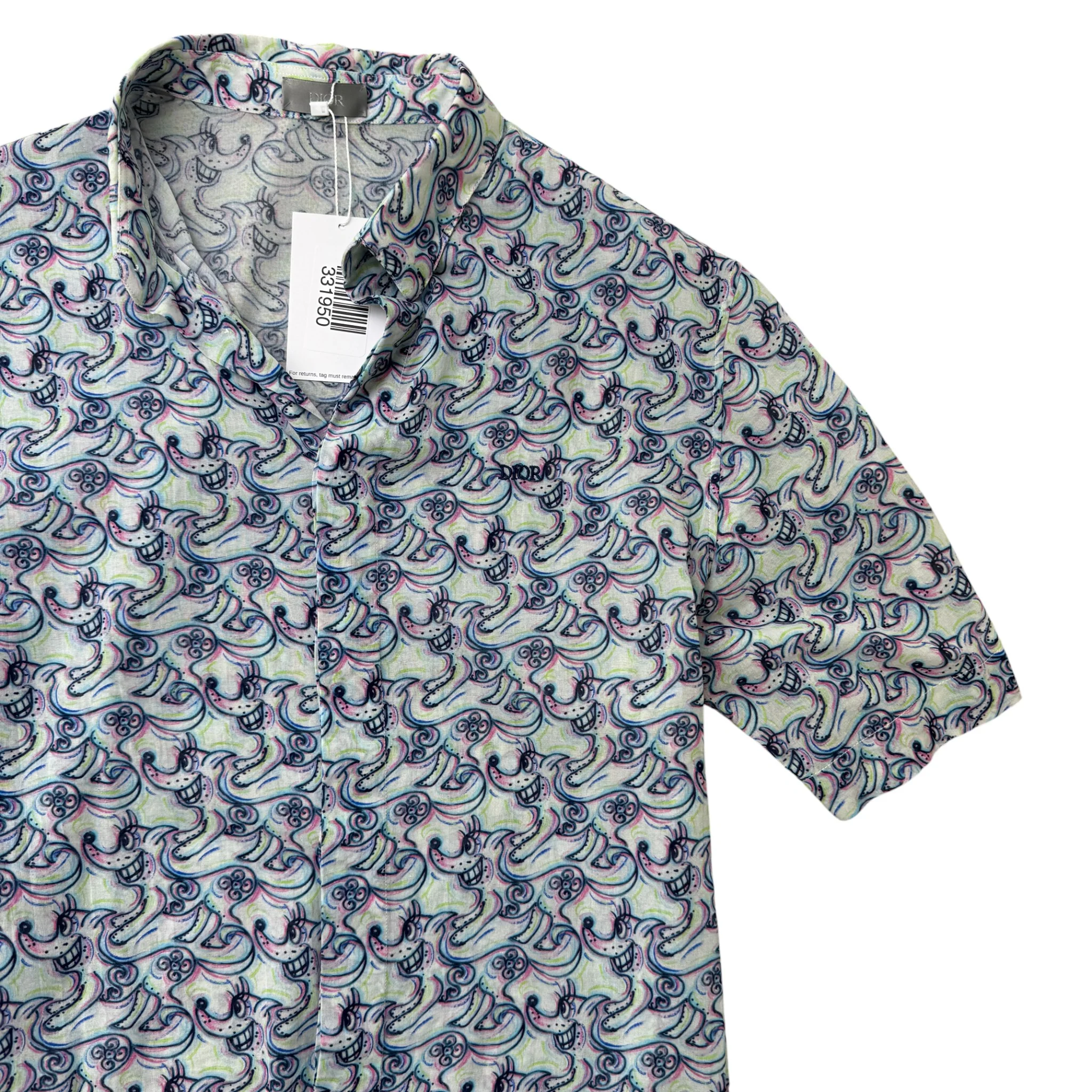 Men's Zodiac Dog Logo Short Sleeve Shirt Blue Size M - Image 3