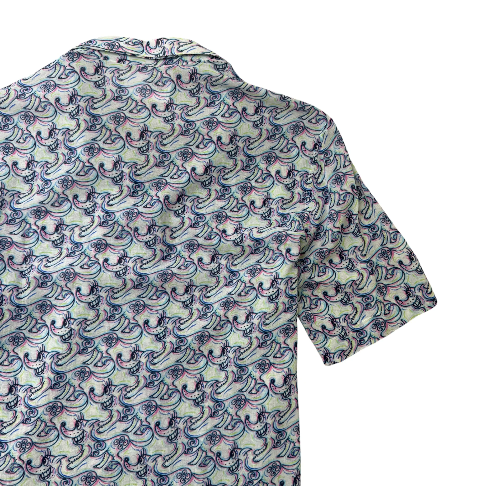 Men's Zodiac Dog Logo Short Sleeve Shirt Blue Size M - Image 4