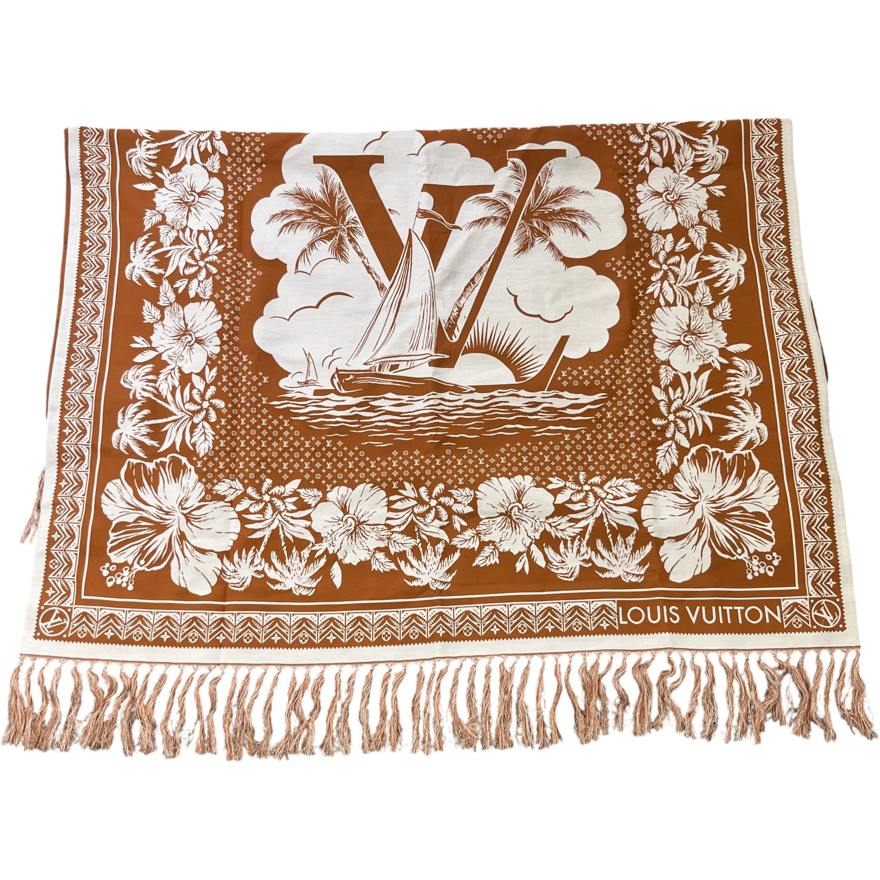 Monogram Pattern Blanket Burnt Orange