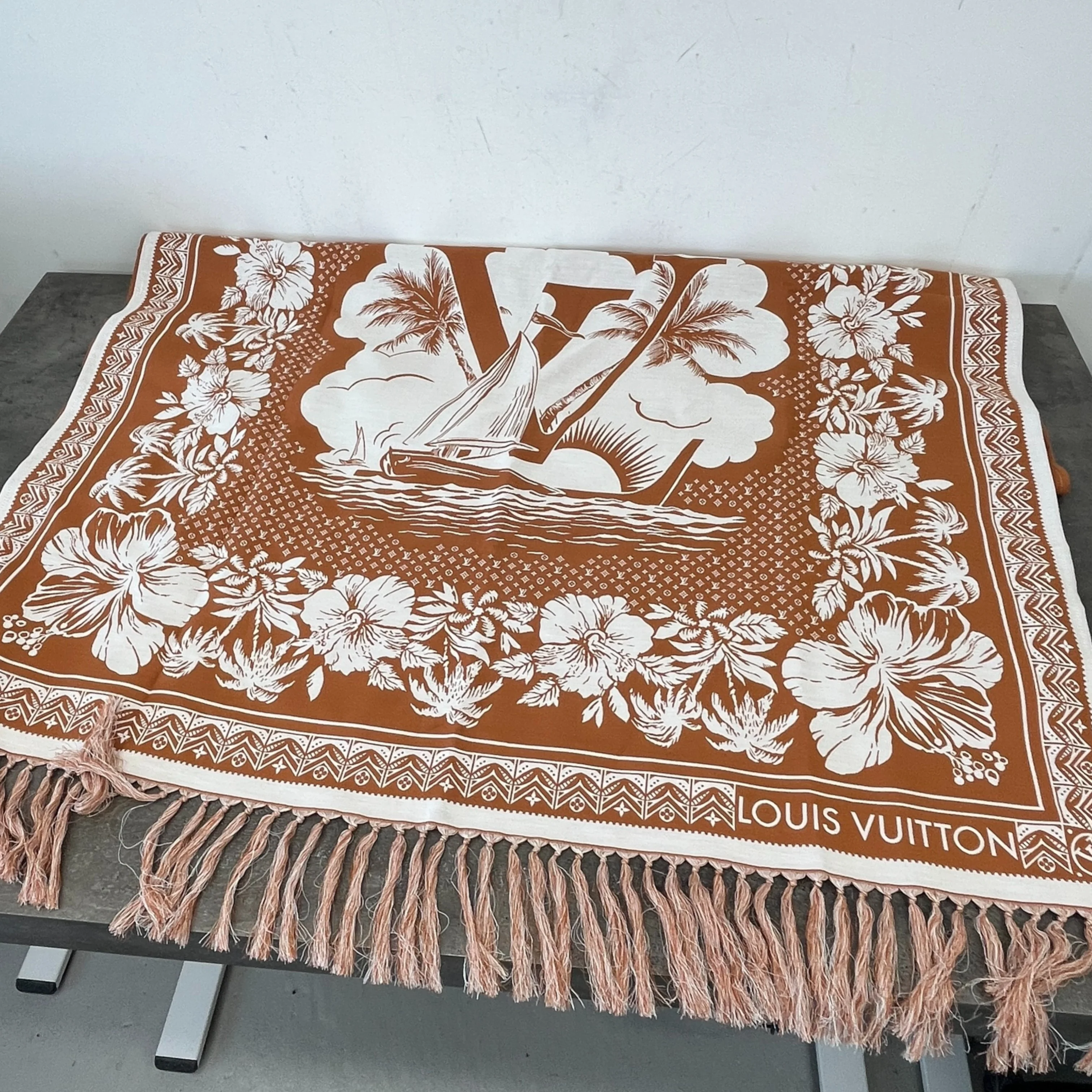 Monogram Pattern Blanket Burnt Orange - Image 7