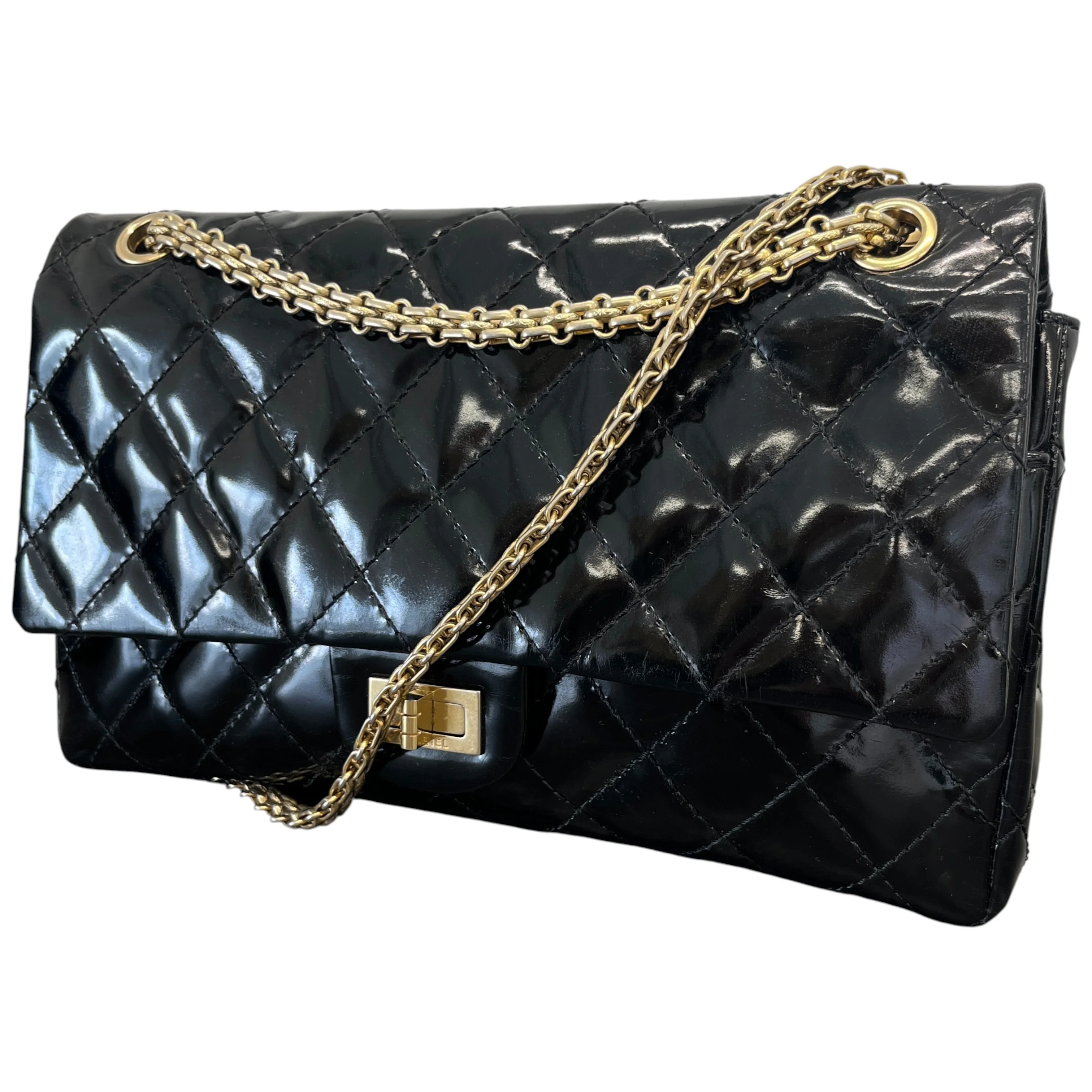 Women's 2.55 Reissue Flap Patent Bag Black - Image 5
