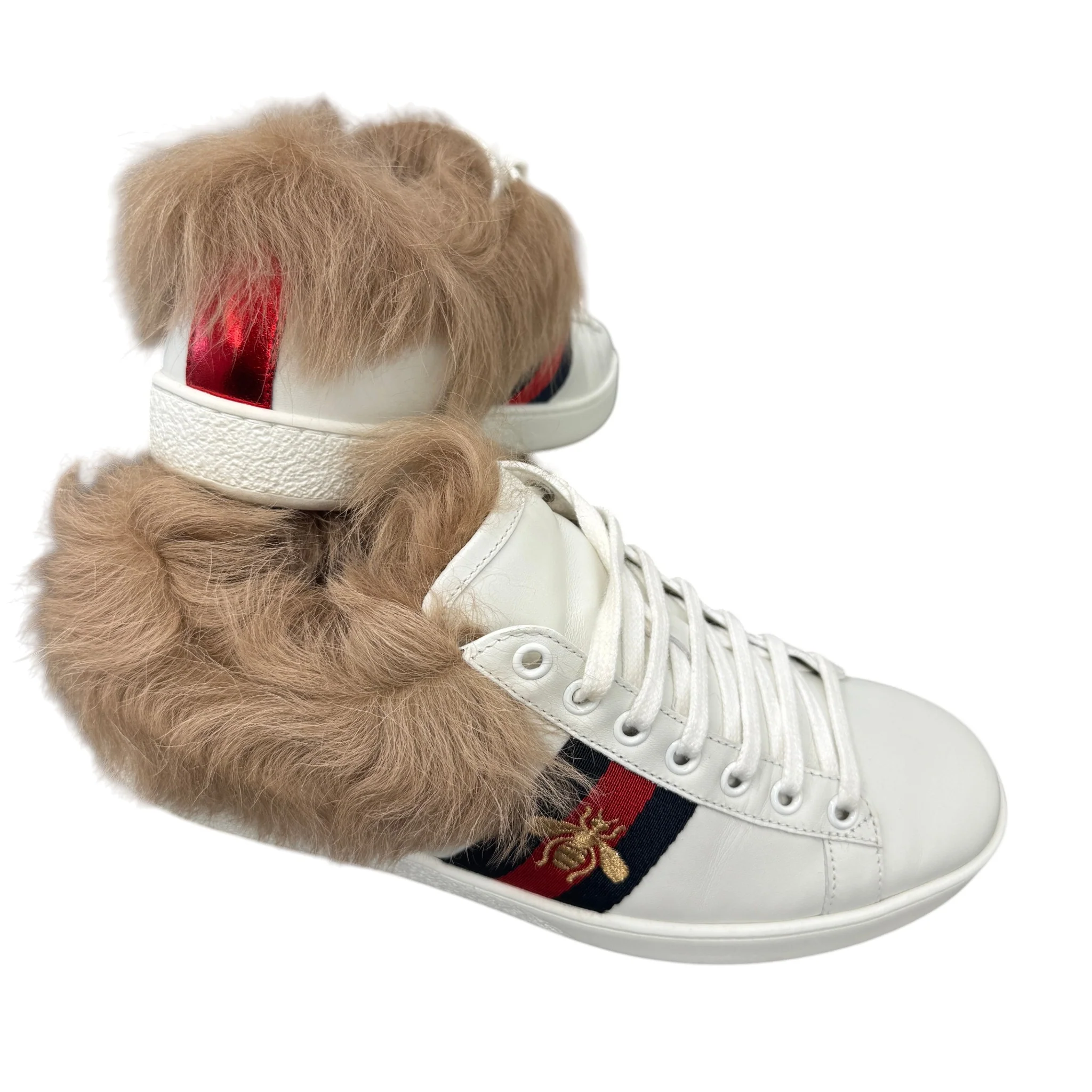 Women's Ace Fur Low Trainers White Size EU 37 / UK 4 - Image 10