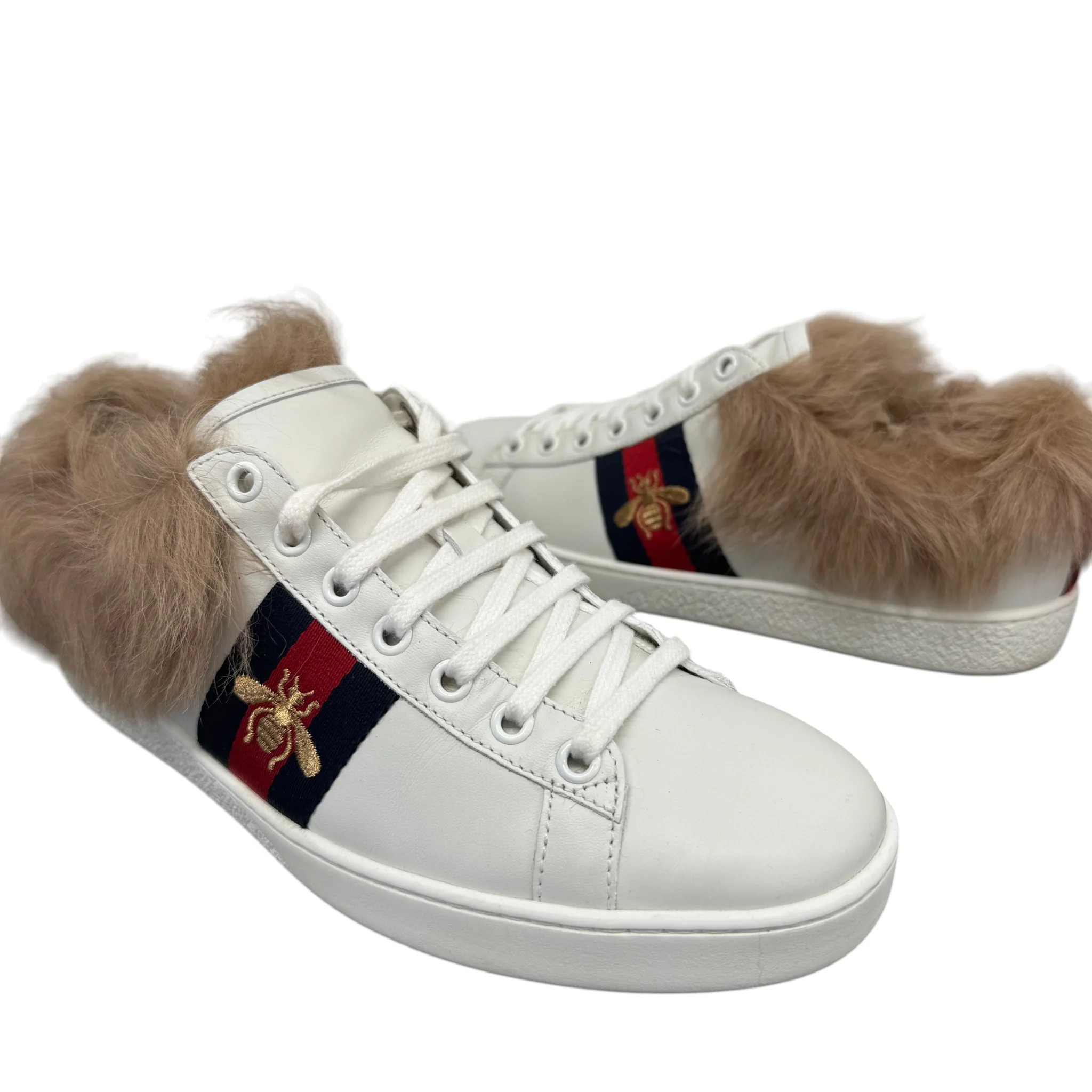 Women's Ace Fur Low Trainers White Size EU 37 / UK 4 - Image 3
