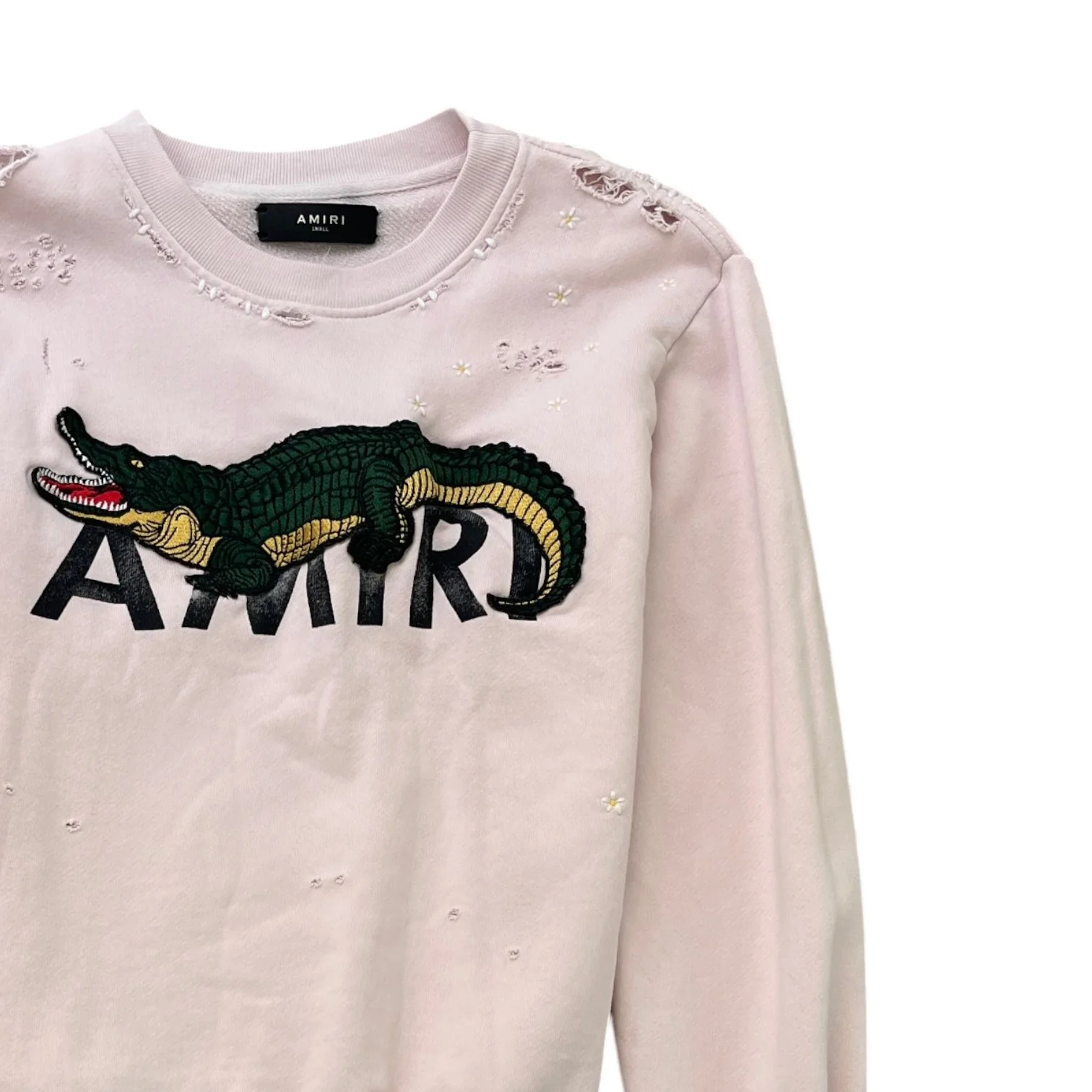 Women's Alligator Distressed Jumper Pink Size S - Image 3