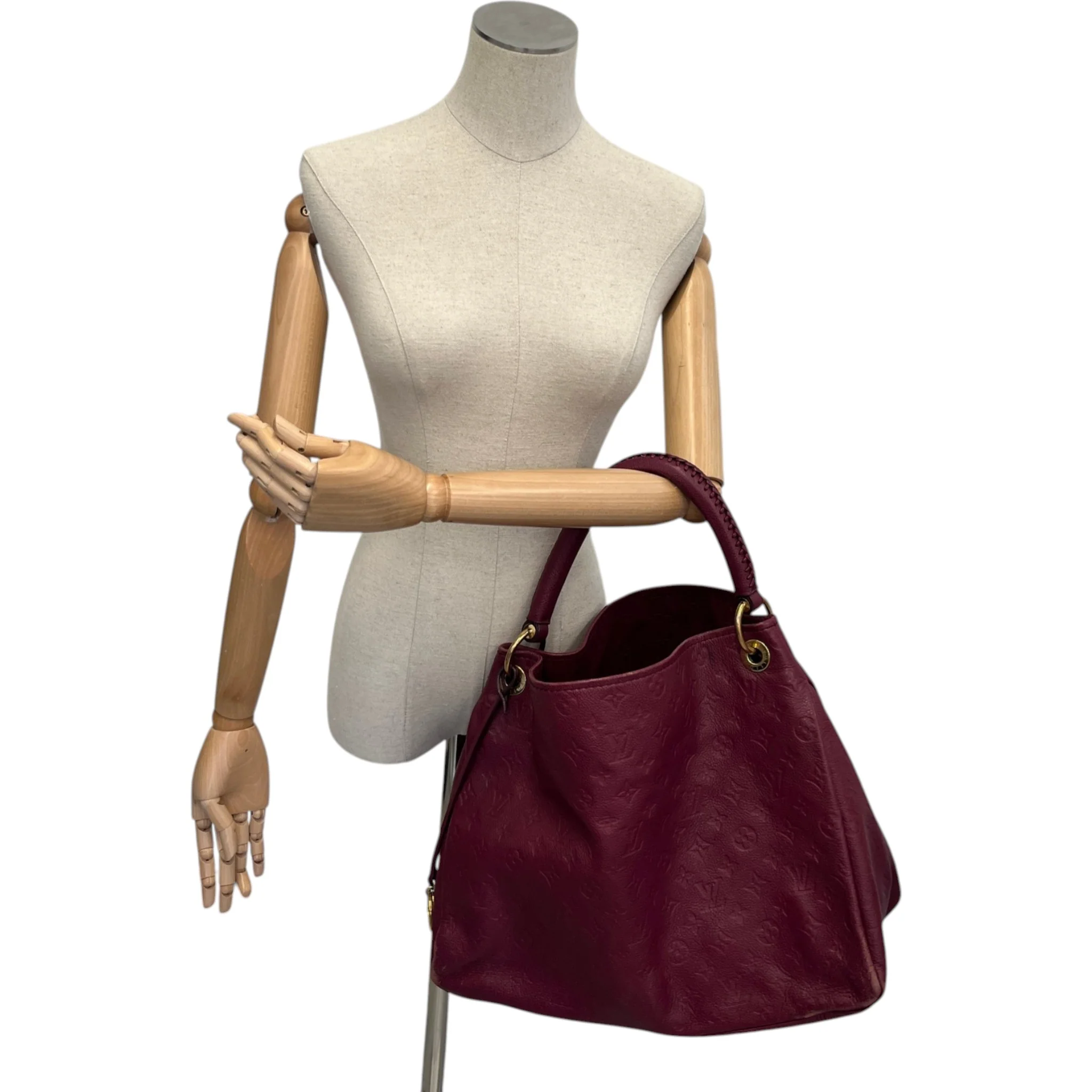Women's Artsy Mm Hobo Monogram Empreinte Bag Burgundy - Image 2