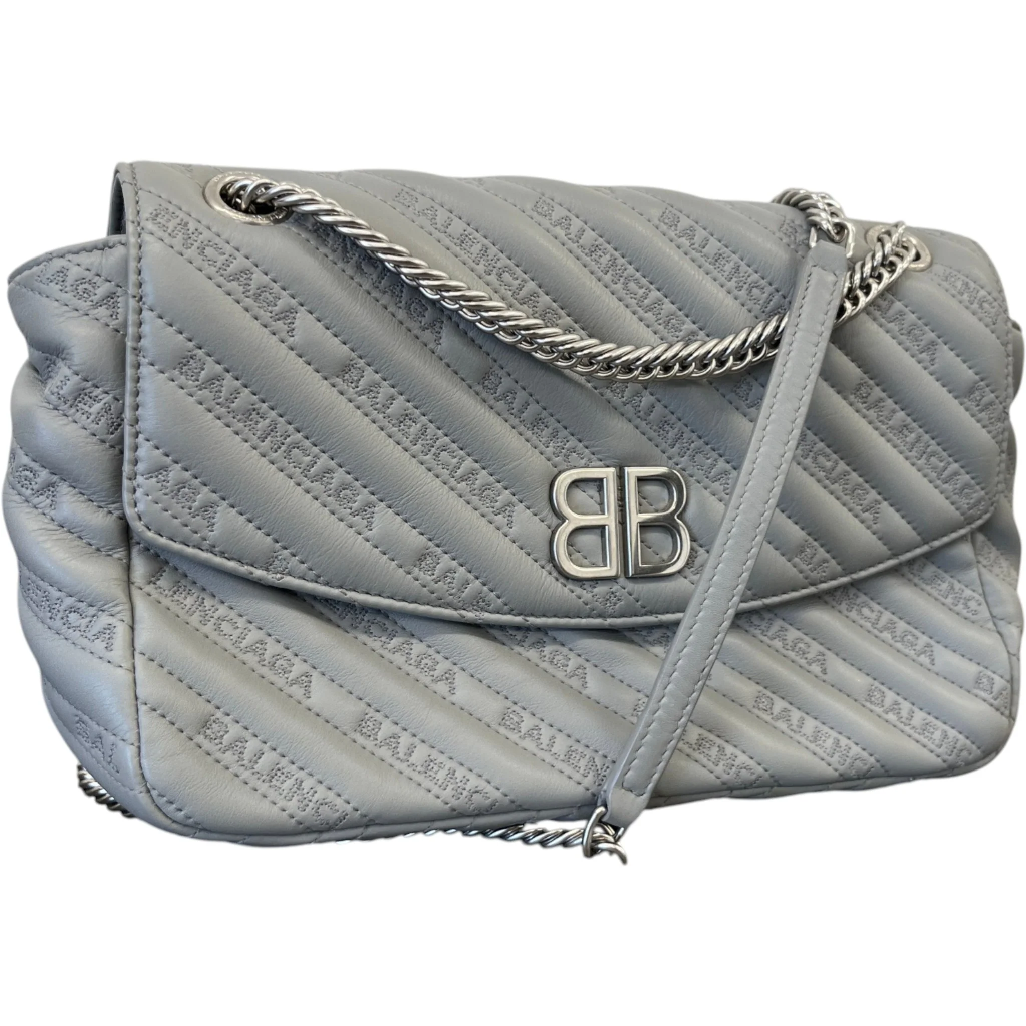 Women's Bb Quilted Embossed Bag Grey - Image 4