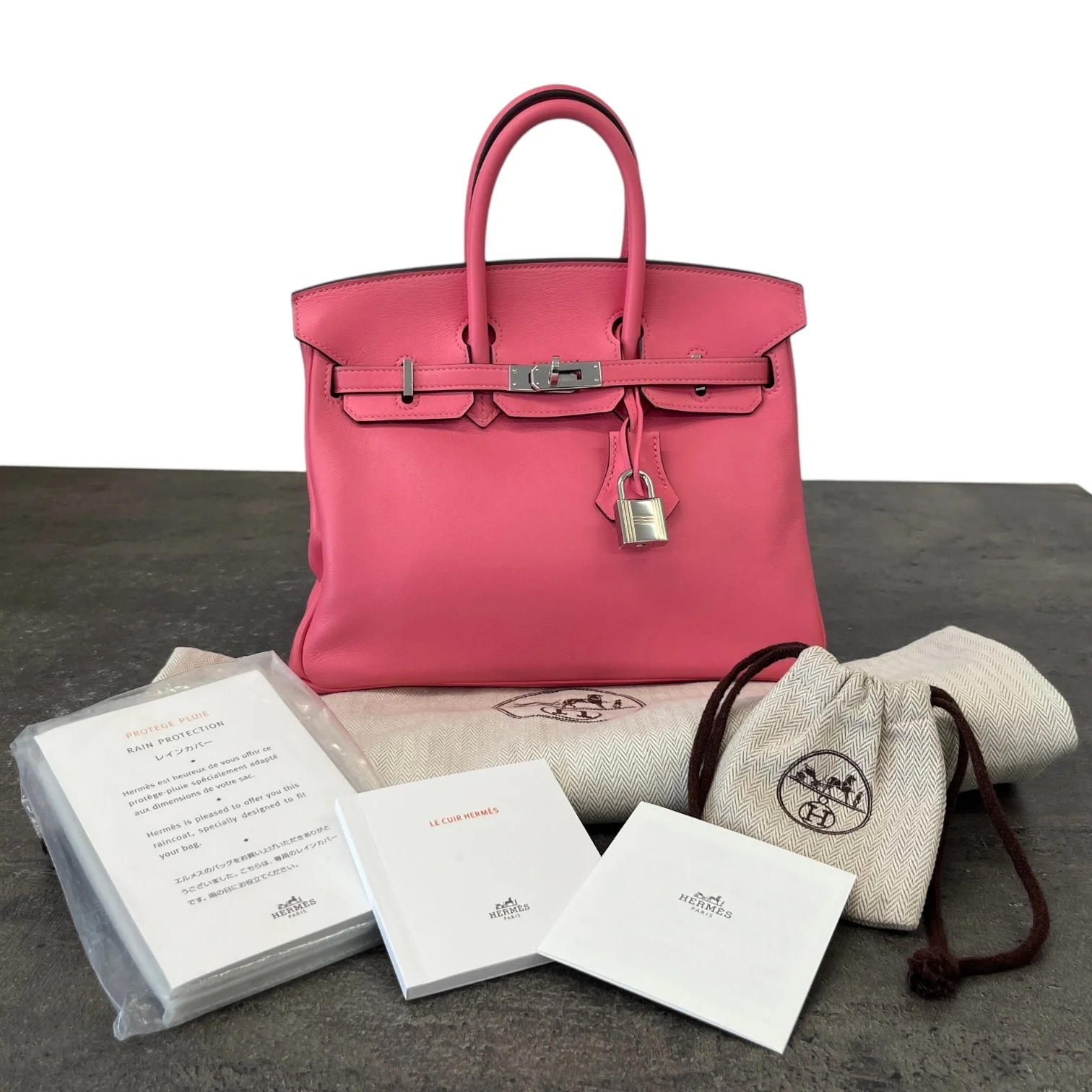 Women's Birkin 25 Rose Azalee Swift Palladium Hardware Bag Pink - Image 25