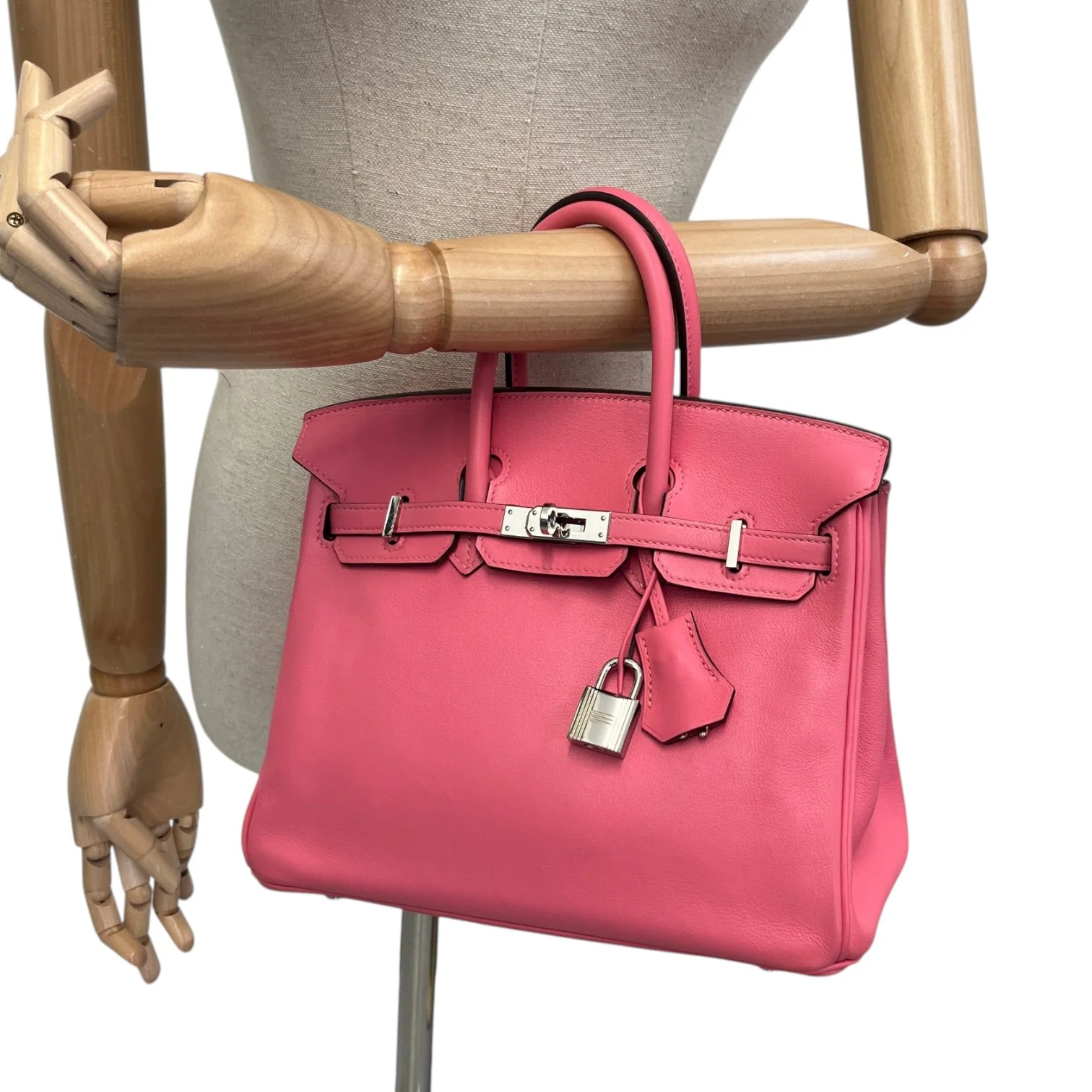 Women's Birkin 25 Rose Azalee Swift Palladium Hardware Bag Pink - Image 3