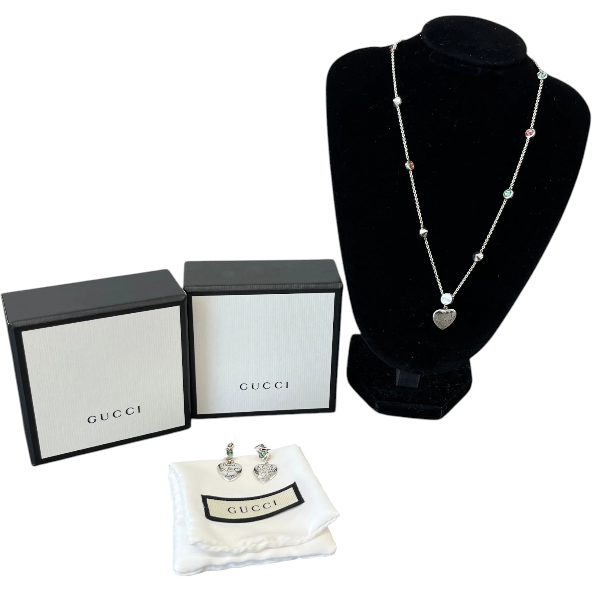 Women's Blind For Love Necklace + Earrings Silver