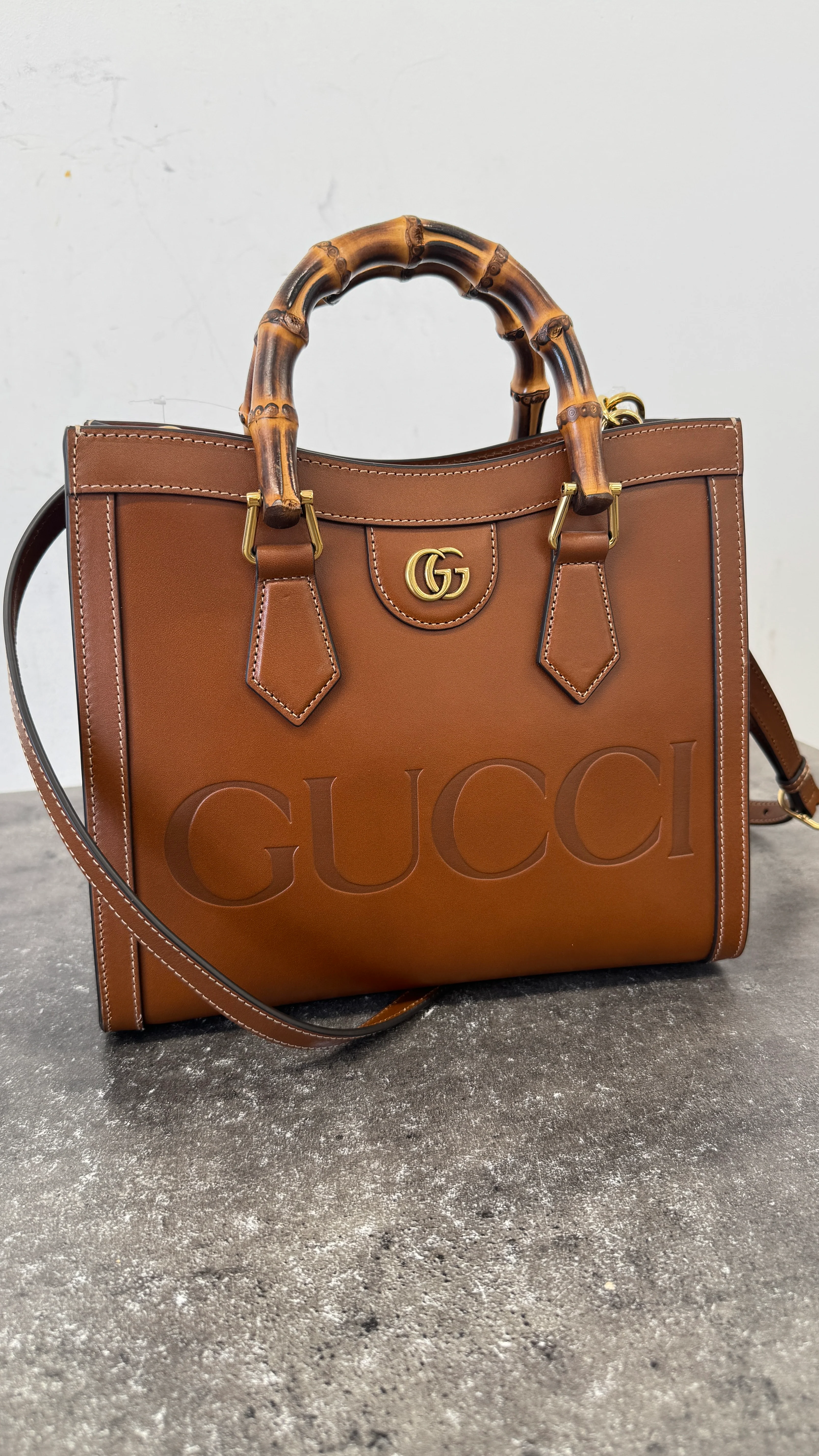 Women's Borsa Diana Bamboo Bag Brown - Image 15
