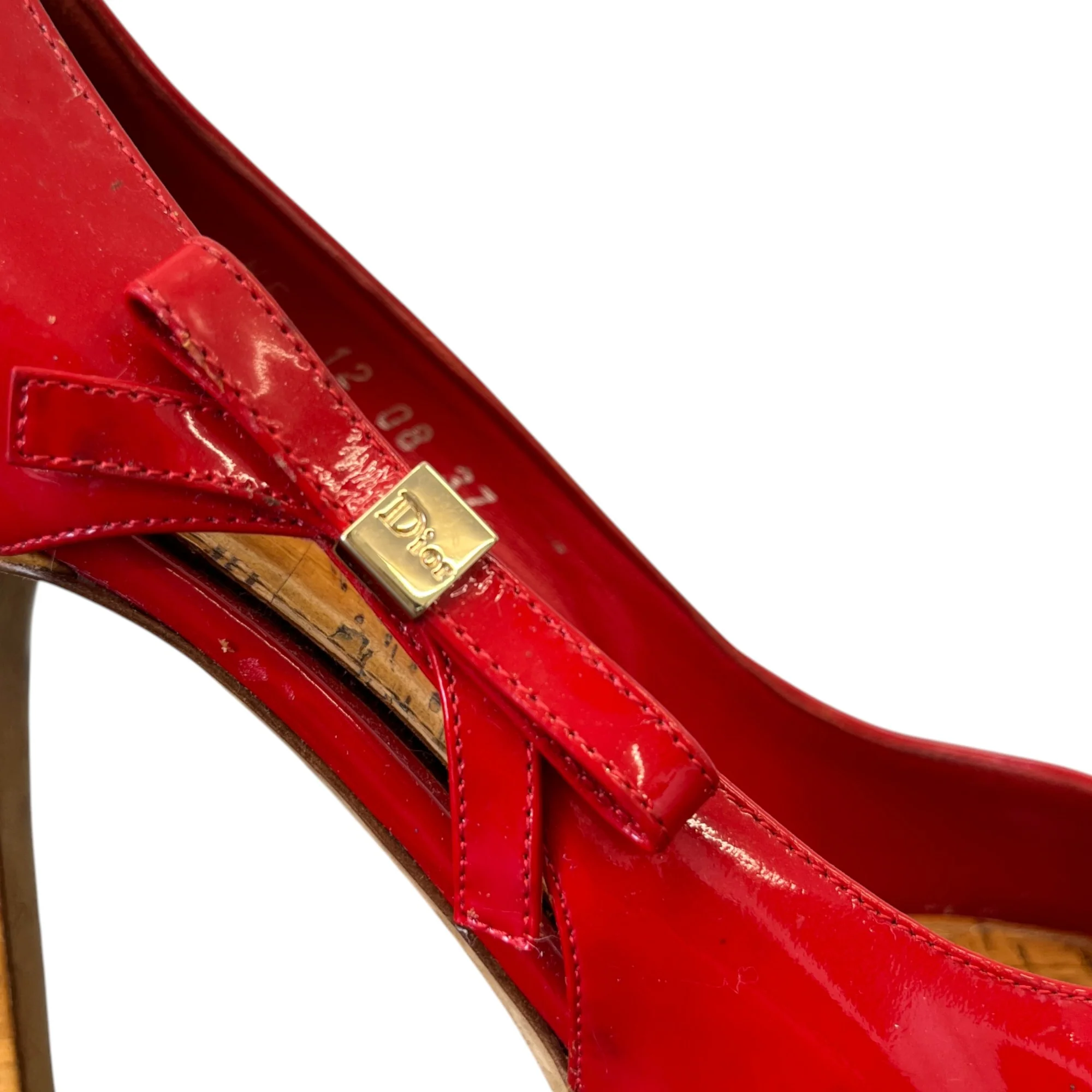 Women's Bow Peep Toe Heels Red Size EU 37 / UK 4 - Image 10
