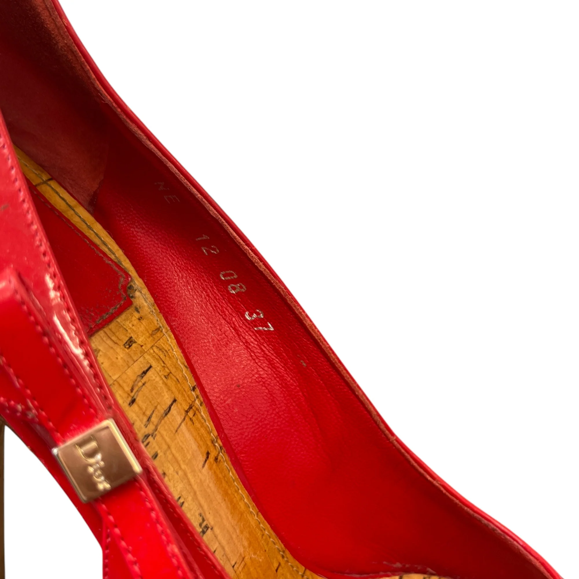 Women's Bow Peep Toe Heels Red Size EU 37 / UK 4 - Image 11