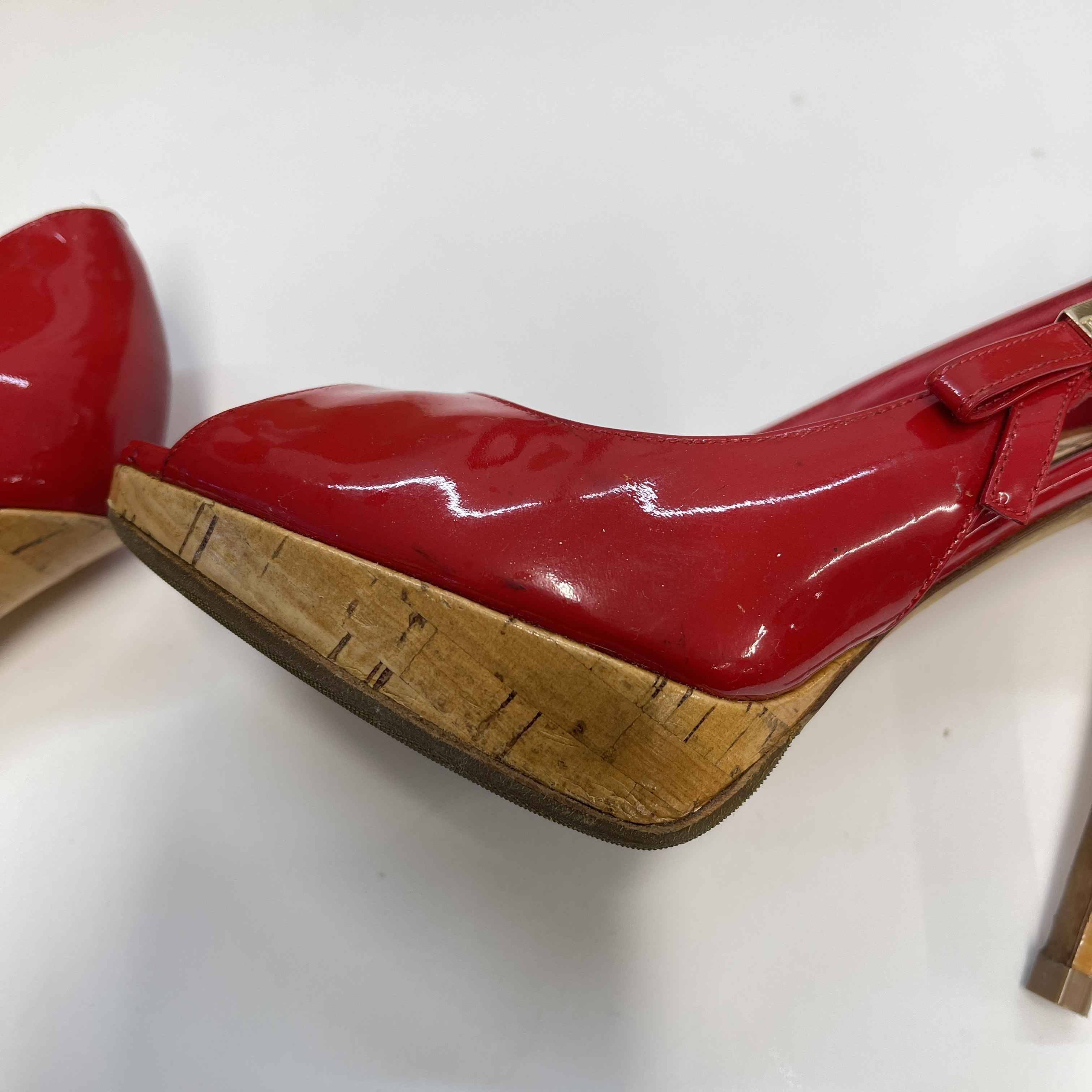 Women's Bow Peep Toe Heels Red Size EU 37 / UK 4 - Image 16