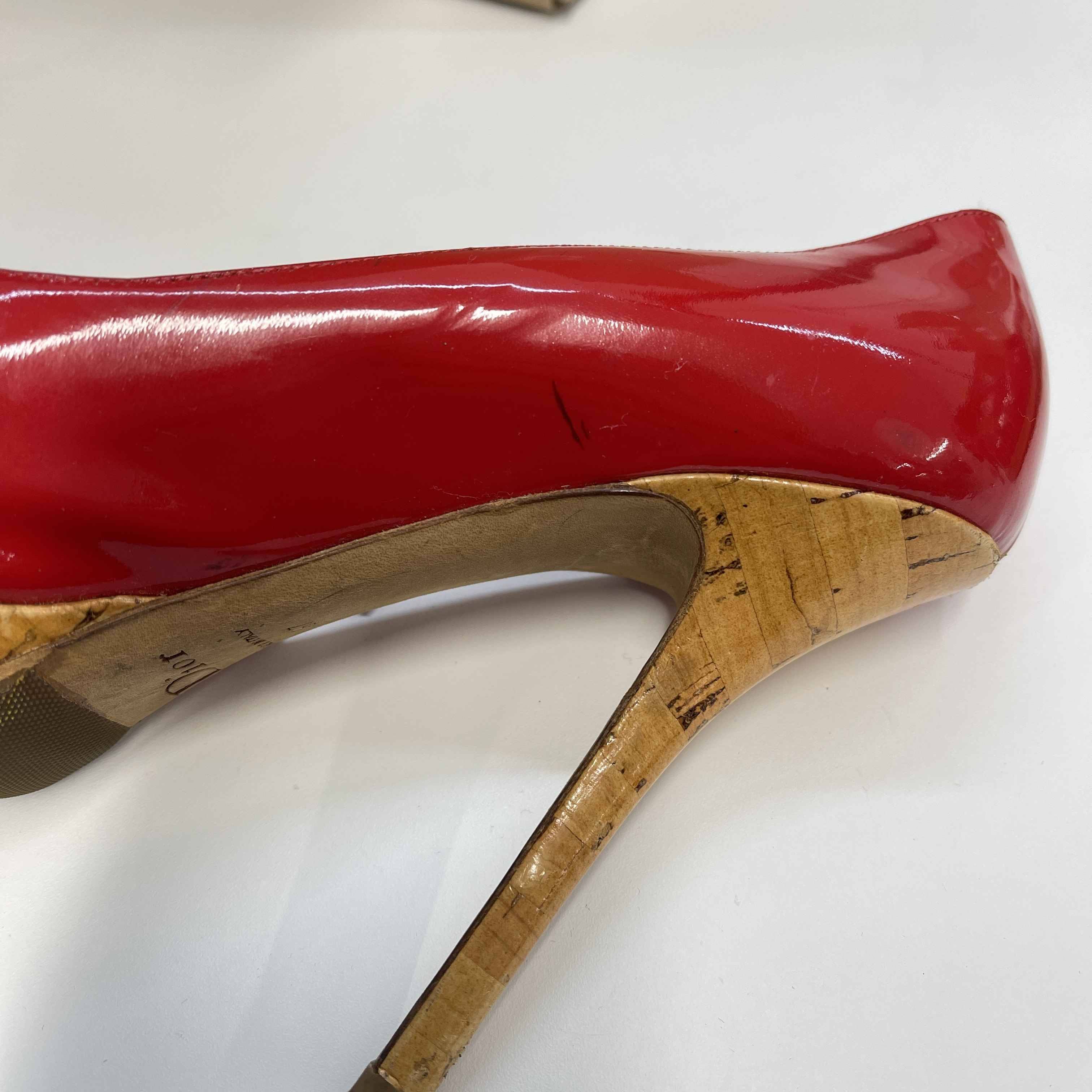 Women's Bow Peep Toe Heels Red Size EU 37 / UK 4 - Image 17